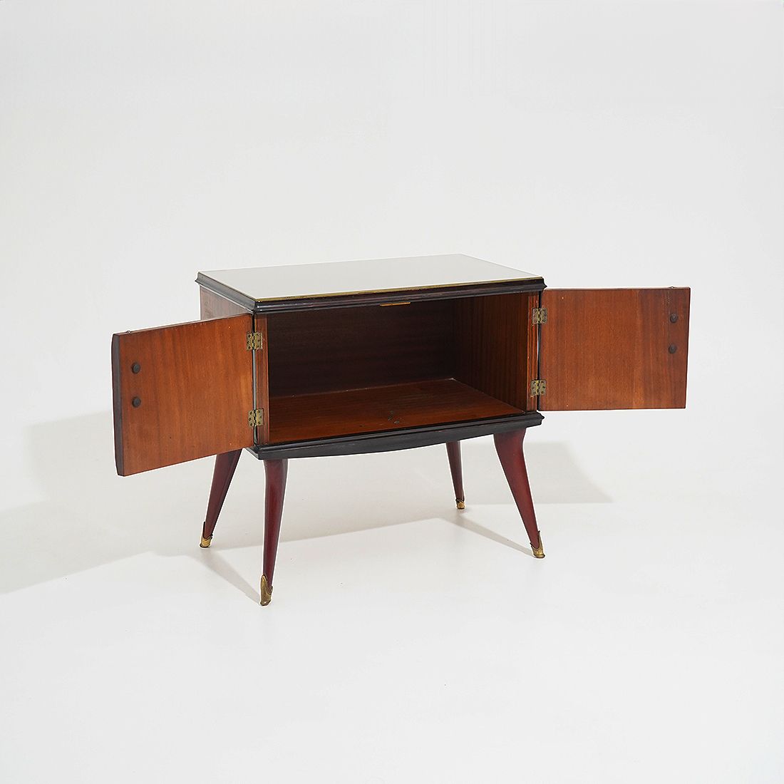 Pair Of Bedside Tables With Glass Top, 1950s photo vintage