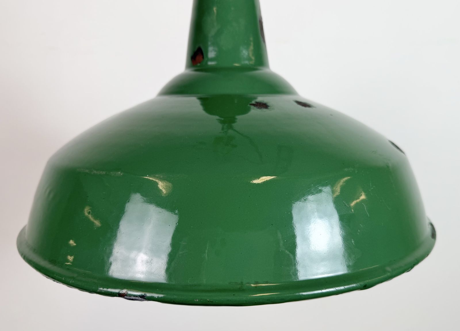Industrial British Green Enamel Factory Pendant Lamp, 1960s photo 199.0