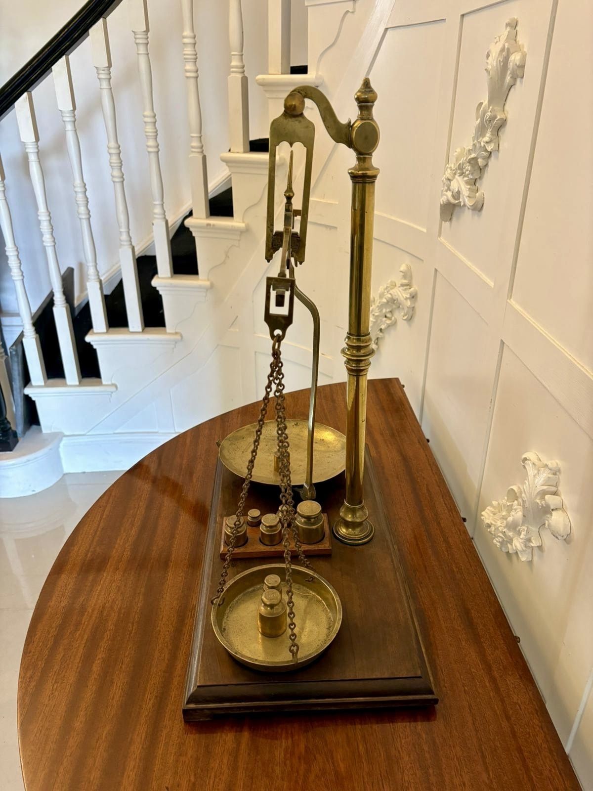 Antique 19th Century Apothecary Balance Scales Brass Mahogany Day & Millward Complete With Weights photo 885.0