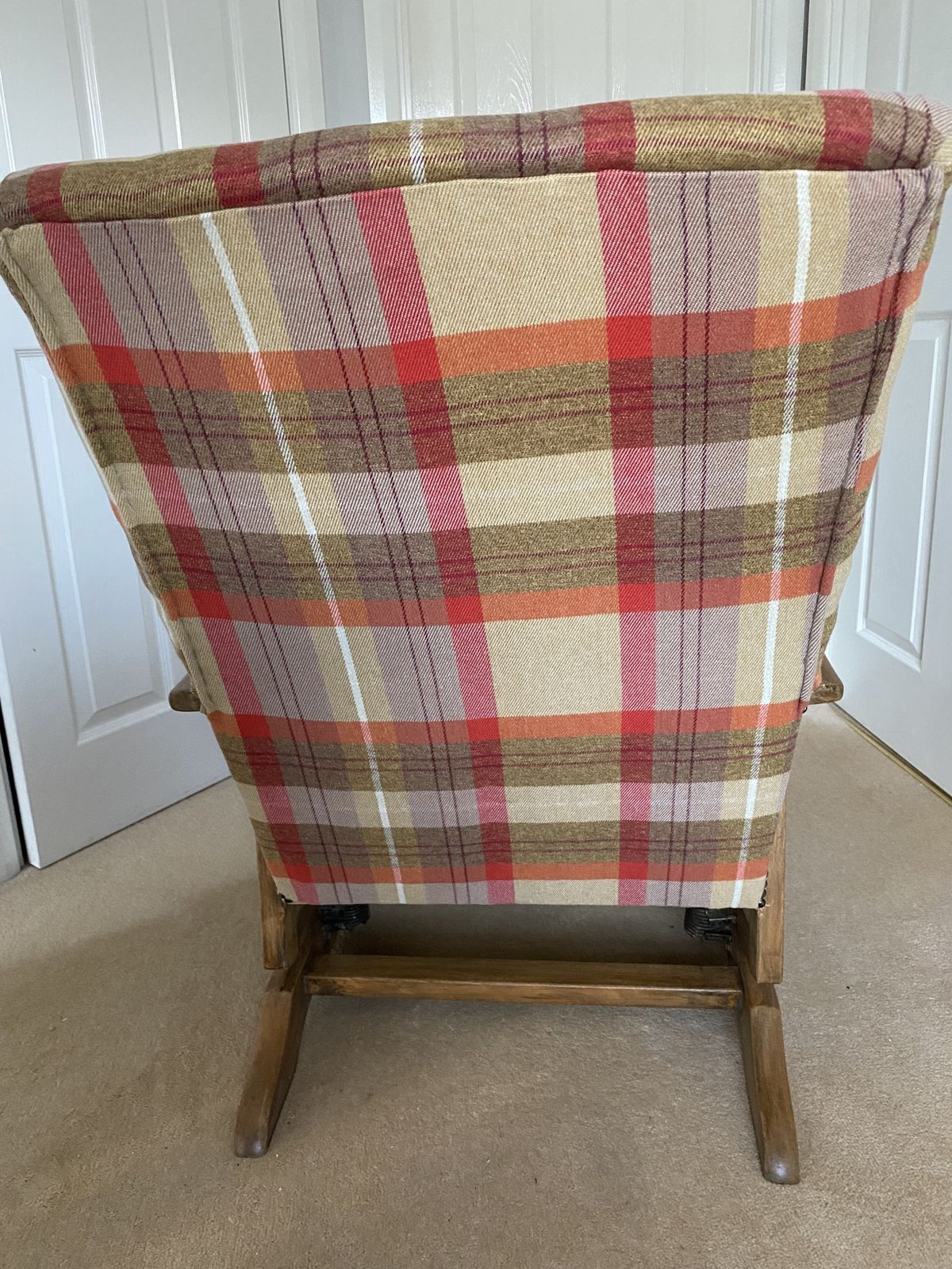 Rocking Chair 20th Century In Oak, Upholstered In Tartan photo Furniture