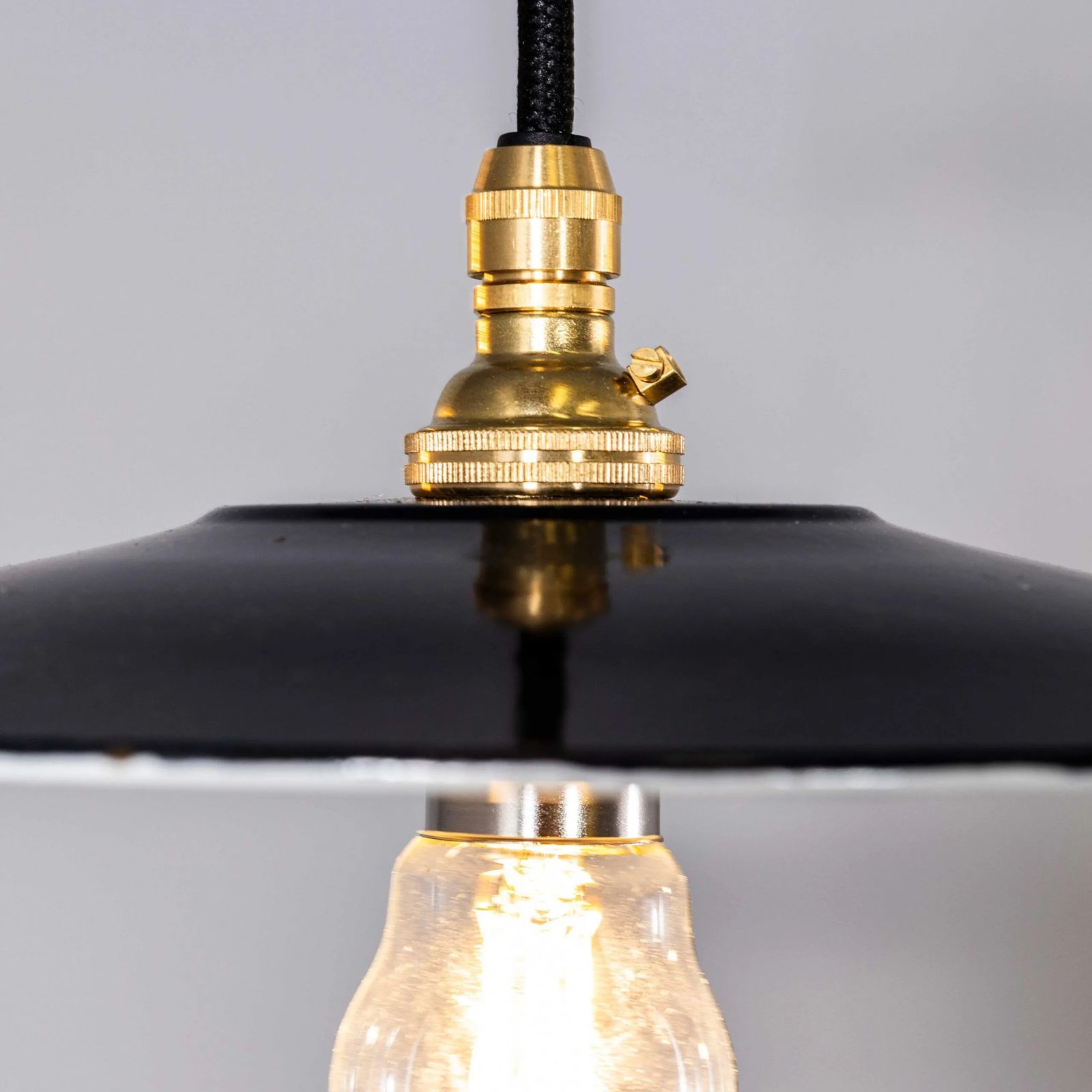 1930’s French Black Café Enamel Coolie Lights – 9.5 Inch photo vintage