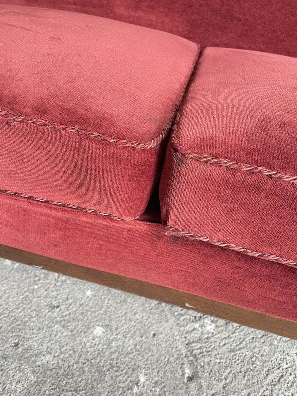 Mid Century Modern Three Seater Velvet Sofa, Swedish 1950s–1960s photo vintage