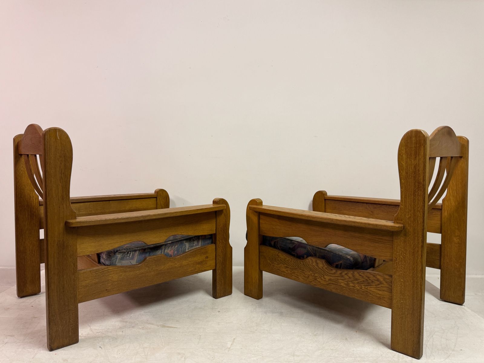 Pair Of 1960s Brutalist Oak Armchairs photo vinterior