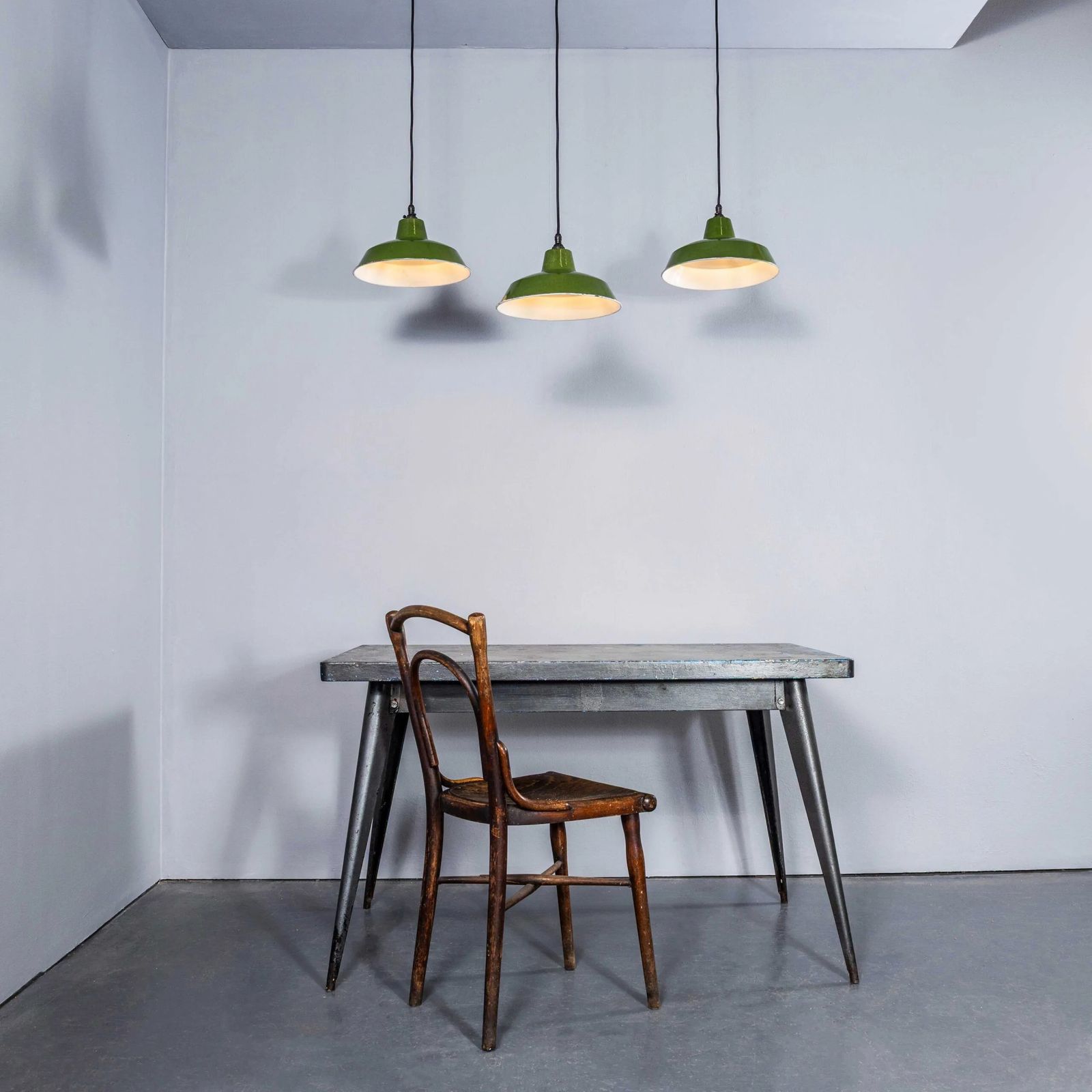 1940’s Classic Green Revo Hanging Lamps – 12 Inch photo furniture