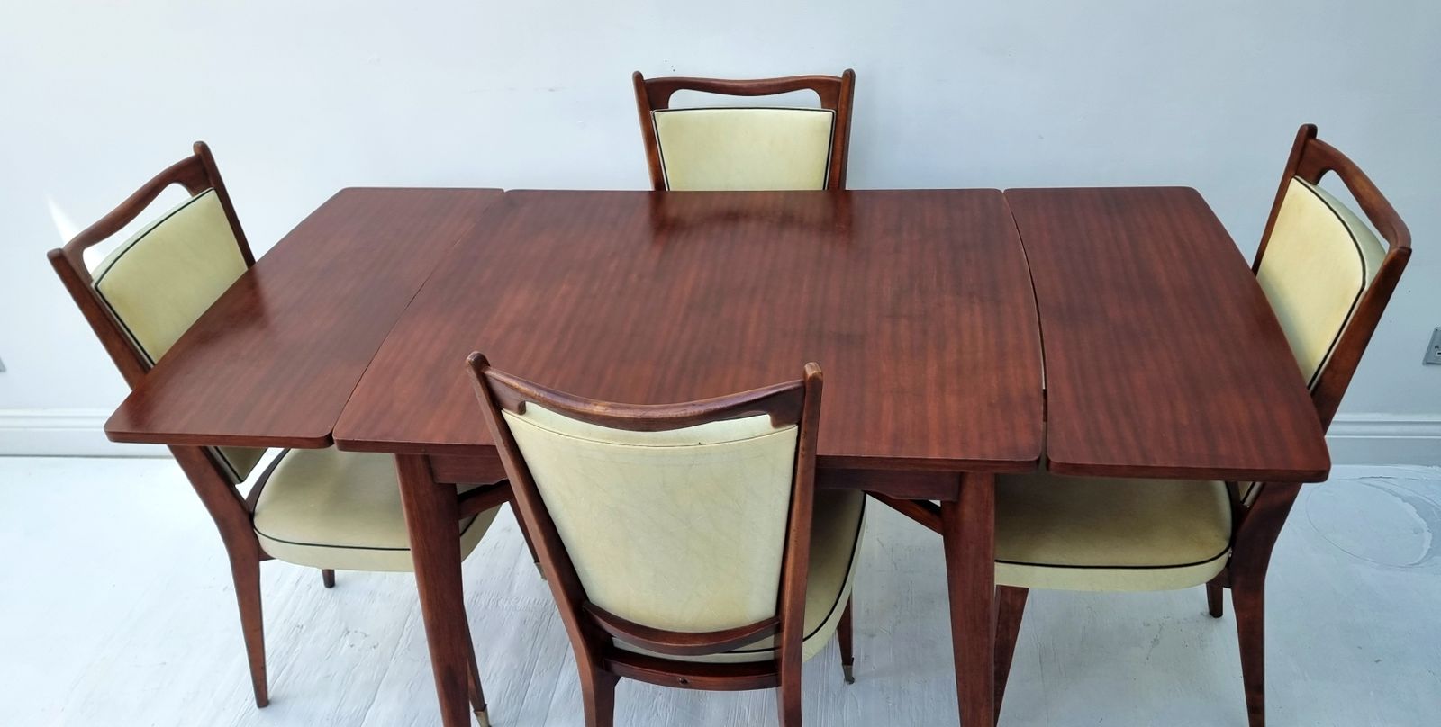 Dining Table And Chairs Set French Art Deco Extending Draw Leaf photo furniture