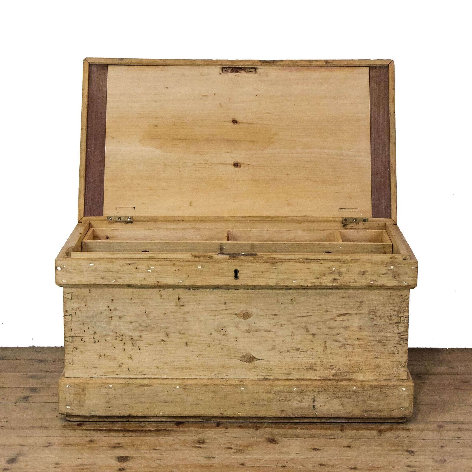 photo vinterior Antique Pine Tool Chest Or Blanket Box | Antique Furniture | Antique Trunk | Antique Storage | Pine Trunks | Blanket Box (M 6615)