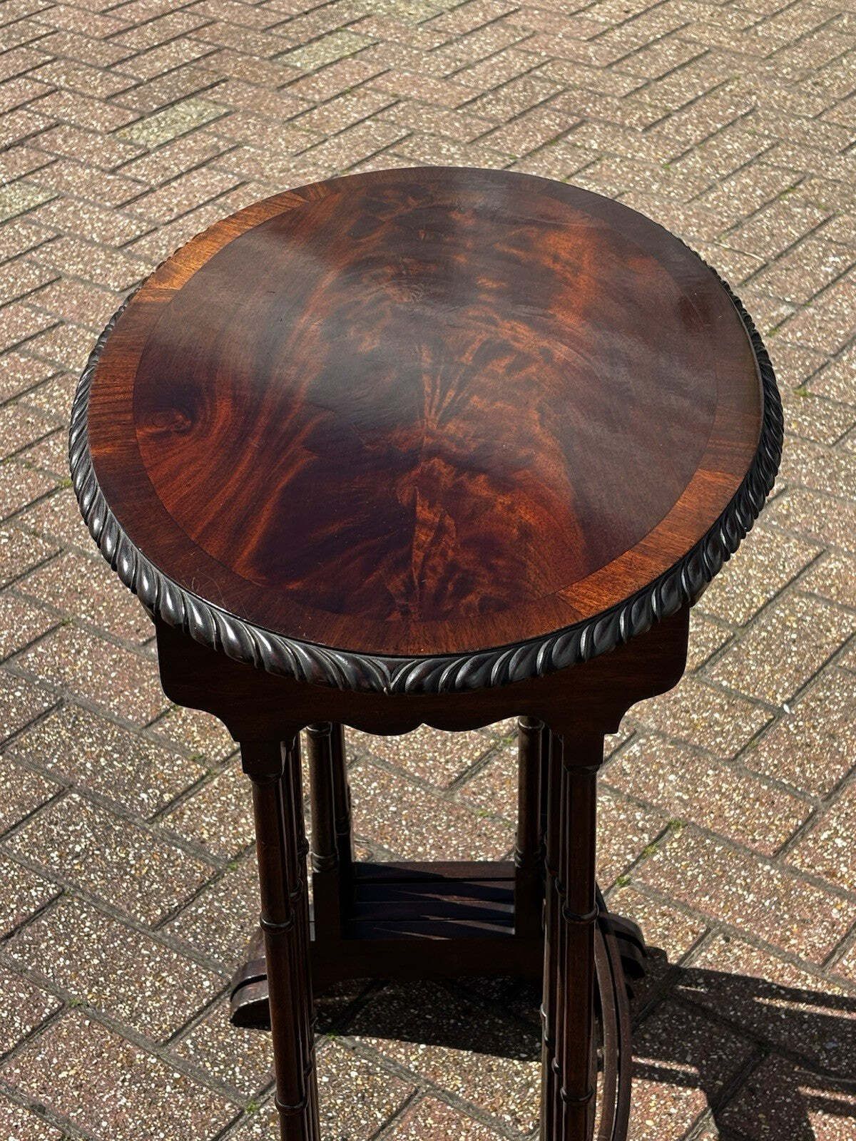 Mahogany Quartetto Nest Of Tables. Faux Bamboo Legs,Perfect Coffee / Lamp Tables photo for sale