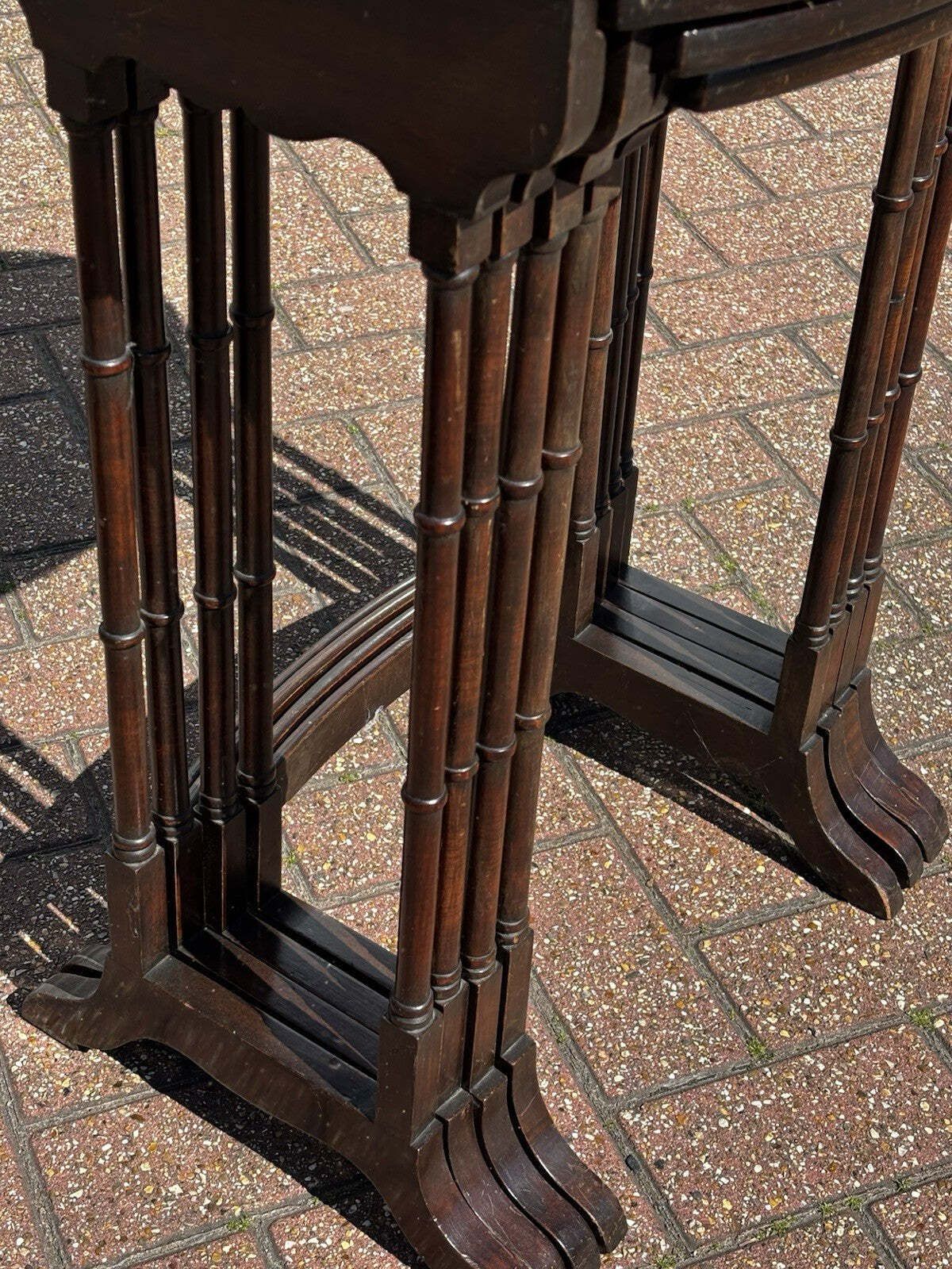 791.0 Mahogany Quartetto Nest Of Tables. Faux Bamboo Legs,Perfect Coffee / Lamp Tables photo