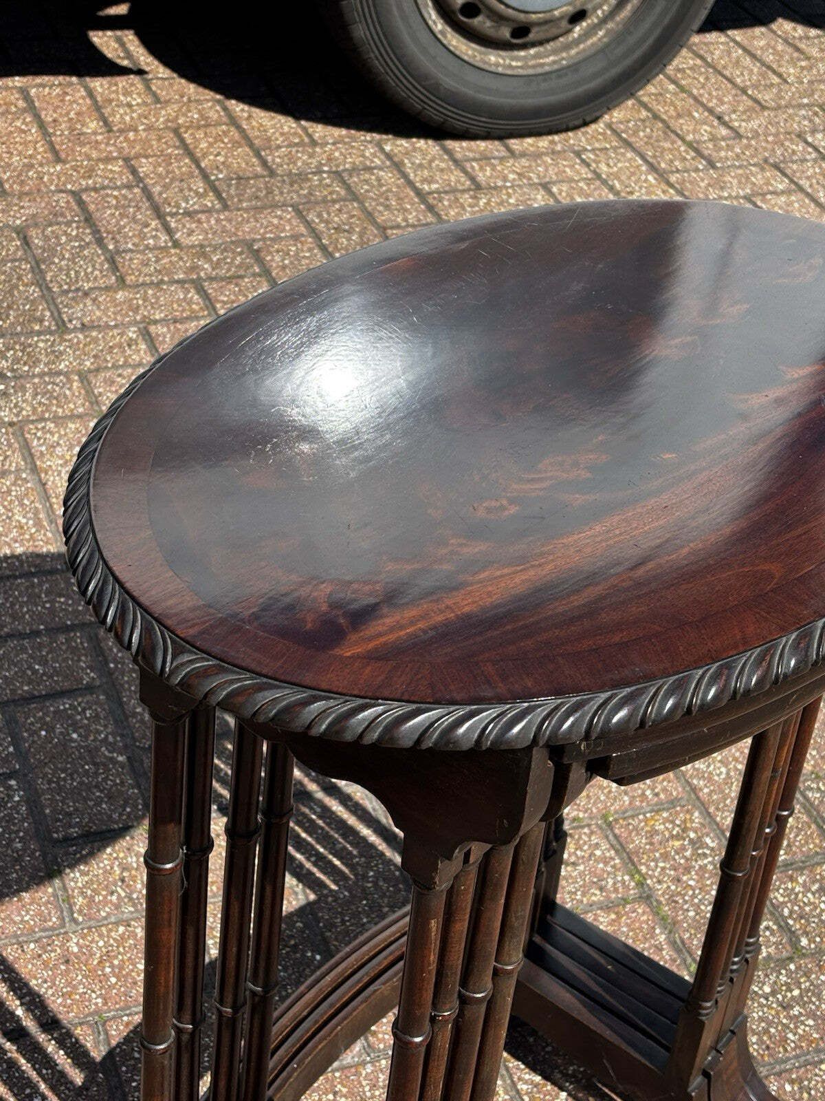 photo buy Mahogany Quartetto Nest Of Tables. Faux Bamboo Legs,Perfect Coffee / Lamp Tables