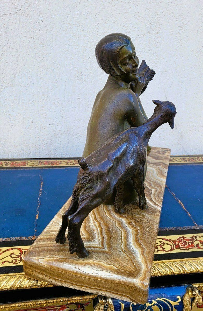 Godard, Woman And Lamb, Art Deco Bronze, 20th Century photo buy