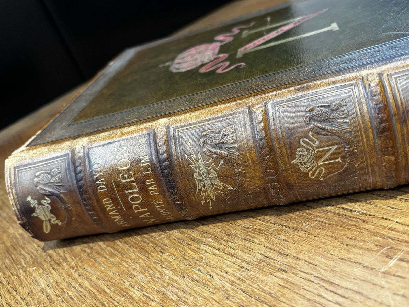 Napoleon. Large Victorian Illustrated Leather Bound Book, Paris 1895 photo Home Decor