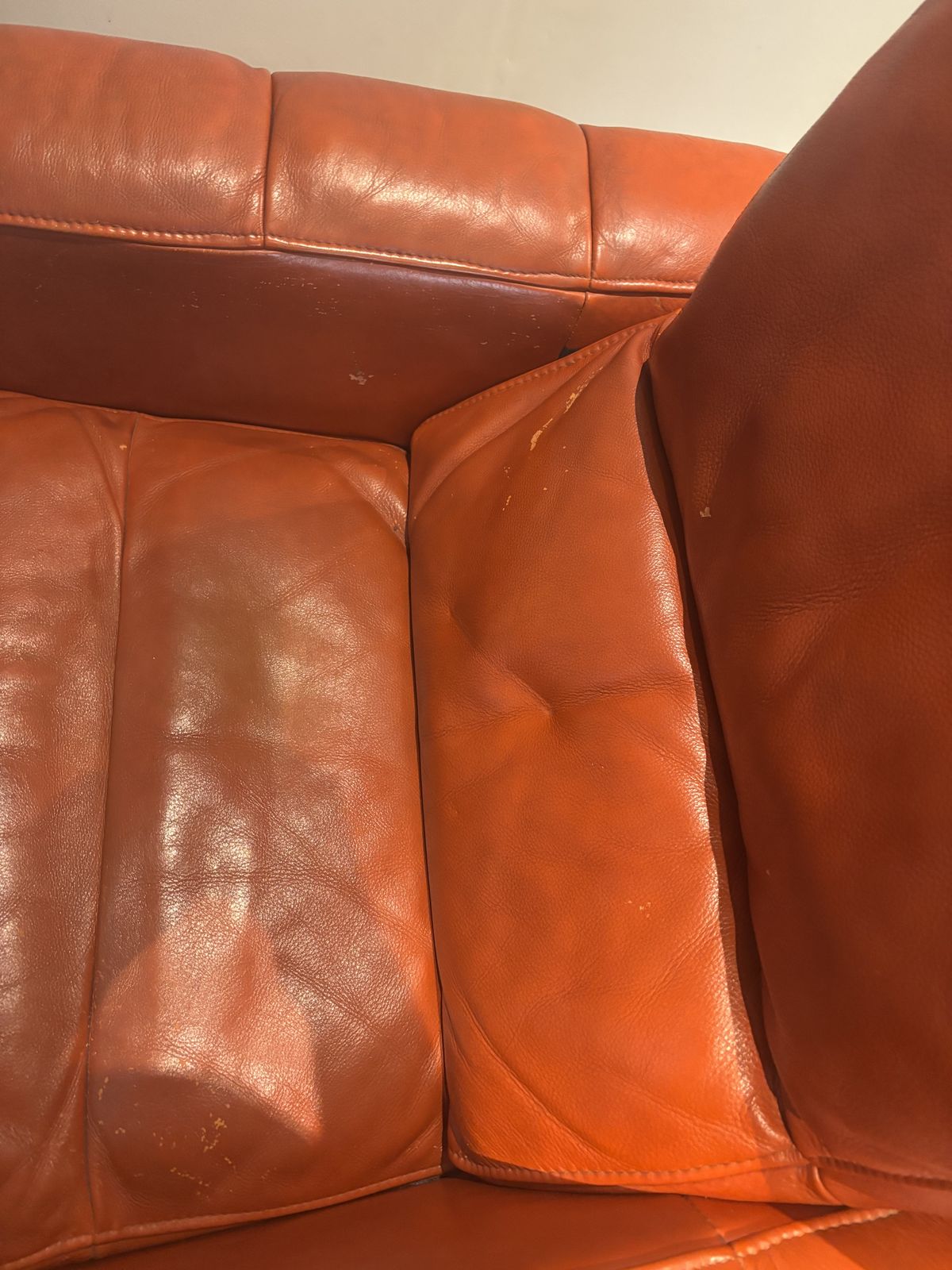 Retro Orange Leather Swivel Chair photo for sale