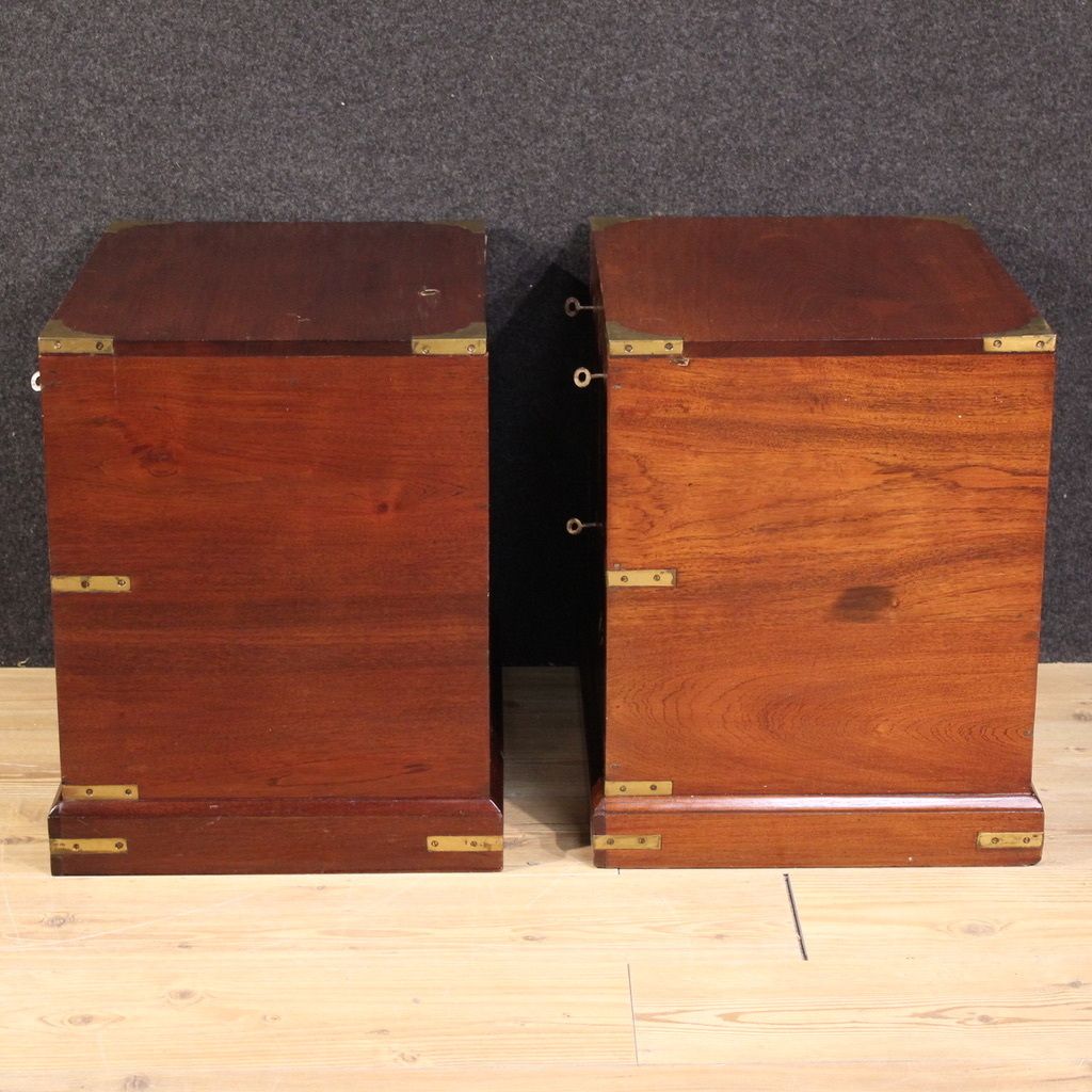 Pair Of English Naval Style Bedside Tables From The 20th Century photo vintage