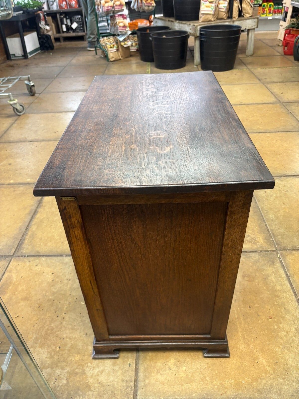 Antique 1920's Dark Oak Child's Desk With Lateral Wing & Drawers photo buy