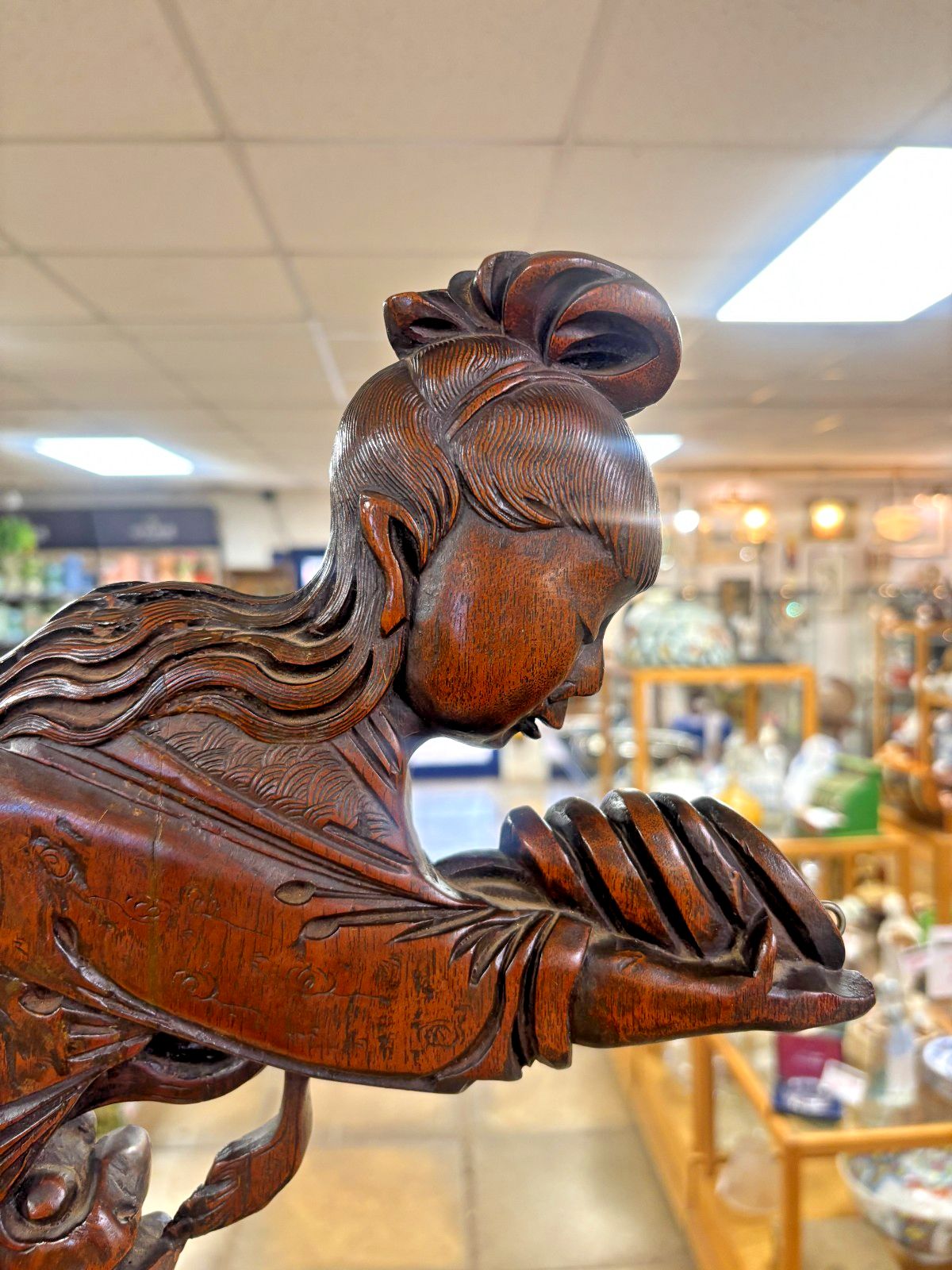 Stunning Early 20th Century Chinese Hand Carved Hardwood Floor Lamp Stand photo furniture