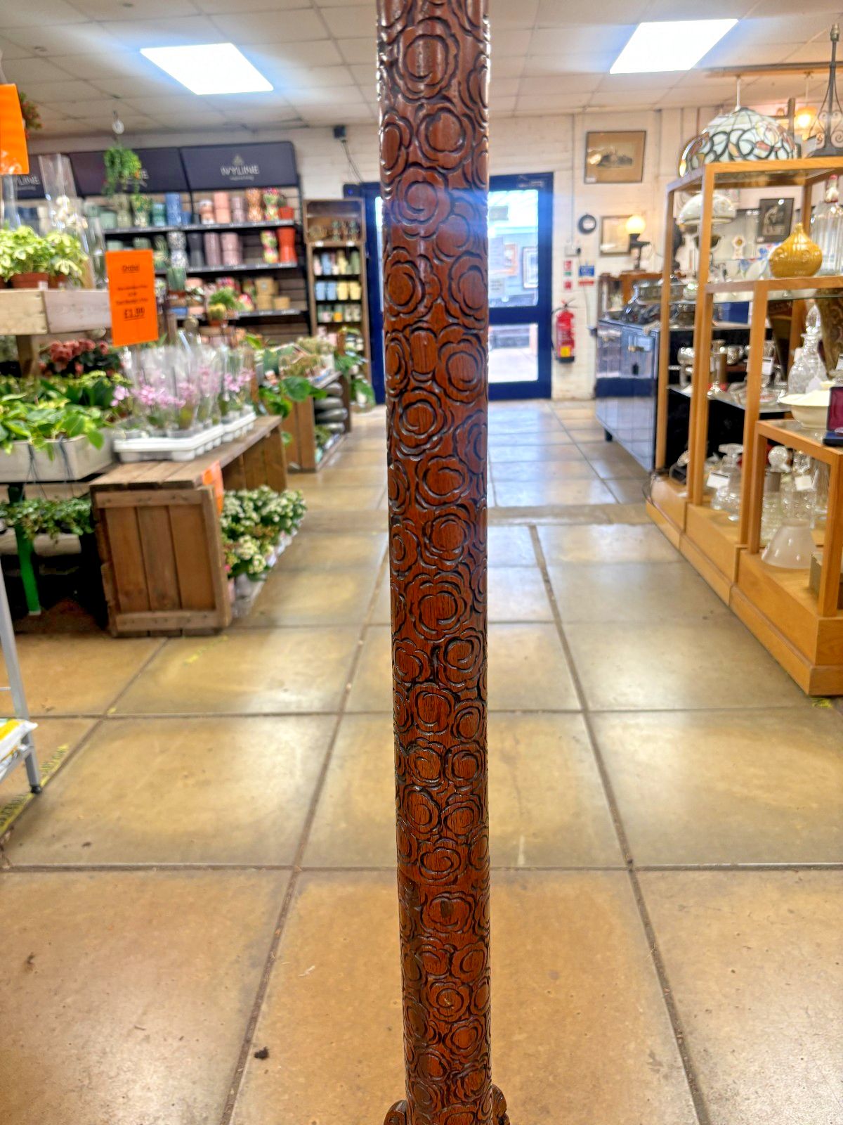Stunning Early 20th Century Chinese Hand Carved Hardwood Floor Lamp Stand photo vinterior
