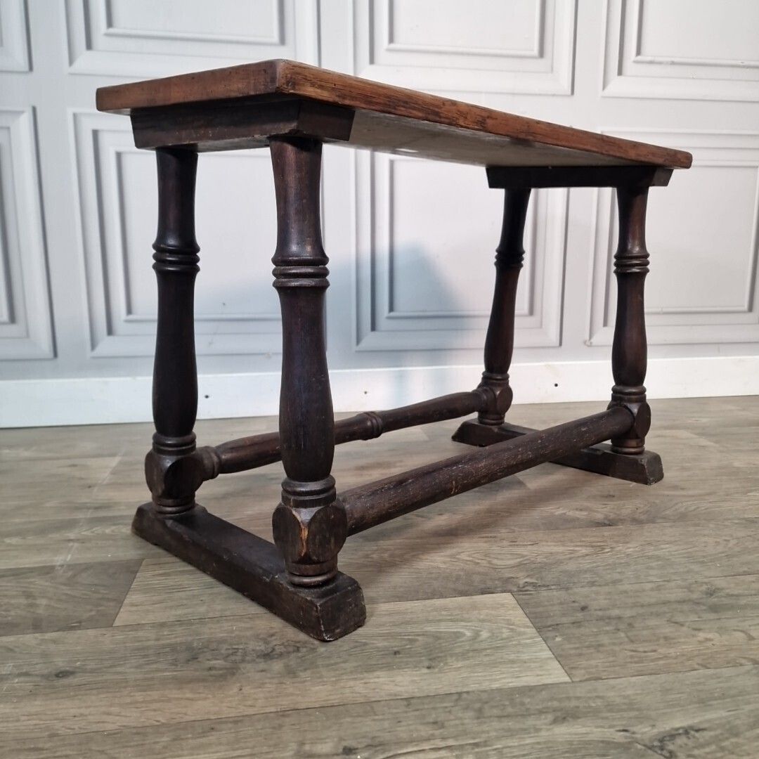 Antique Oak Prayer Table   Turned Wooden Slanted Hall Side   Sloped Joint Stool photo furniture