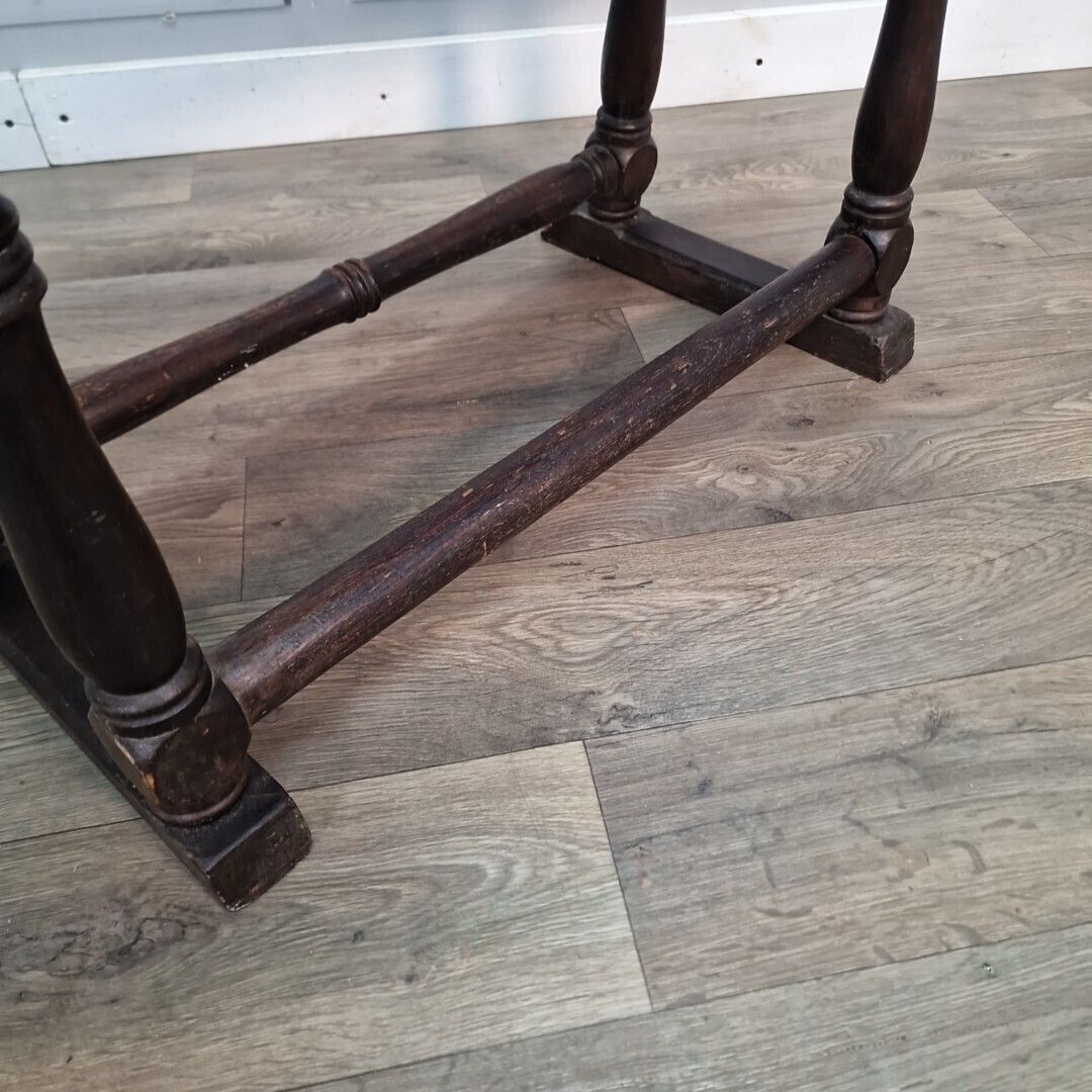 Antique Oak Prayer Table   Turned Wooden Slanted Hall Side   Sloped Joint Stool photo for sale