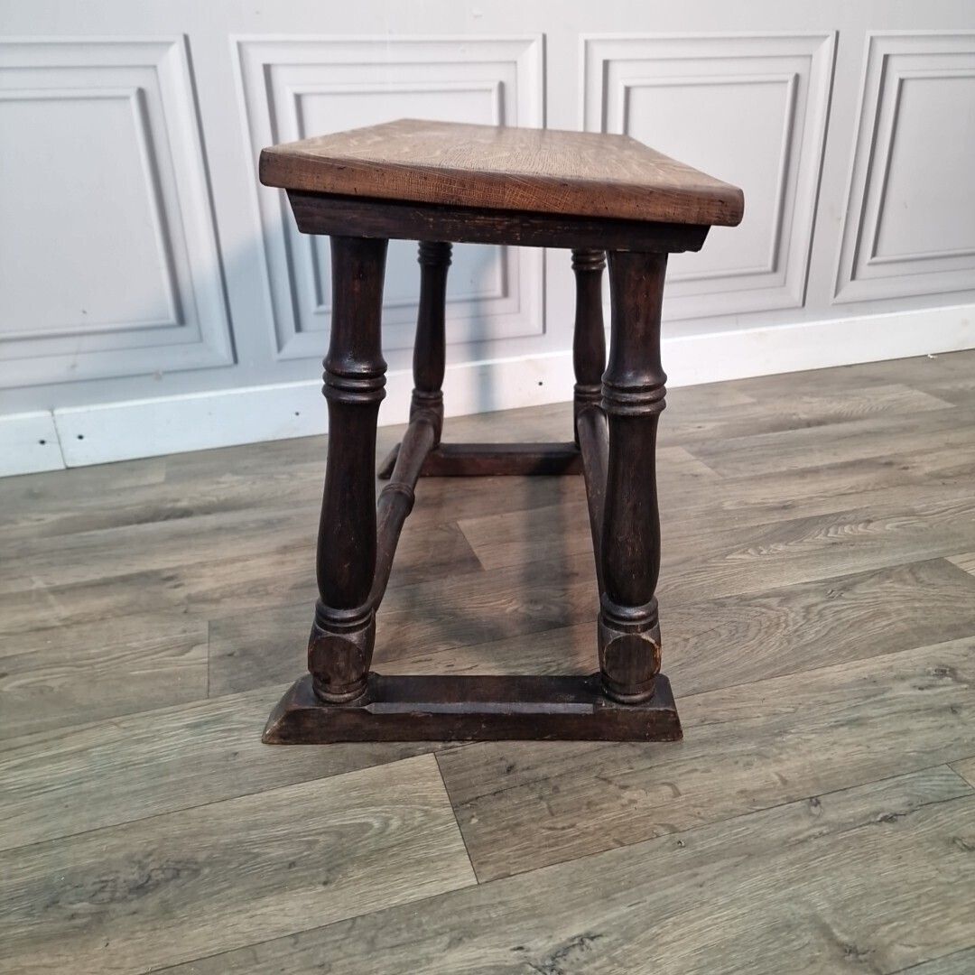 Antique Oak Prayer Table   Turned Wooden Slanted Hall Side   Sloped Joint Stool photo 130.0