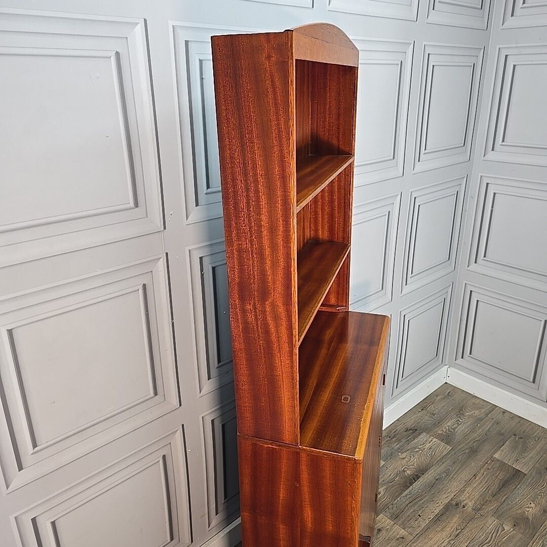 Retro Vintage Bookcase Cabinet – Mid Century Compact Display Storage Rosewood photo for sale