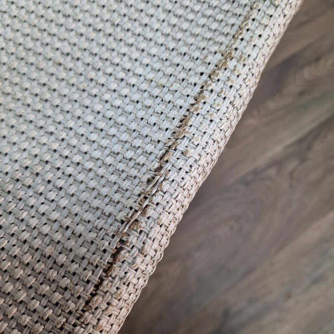 Vintage Rattan Tub Chair   Seat White Woven Painted Retro Seating   For Upcycle photo vinterior