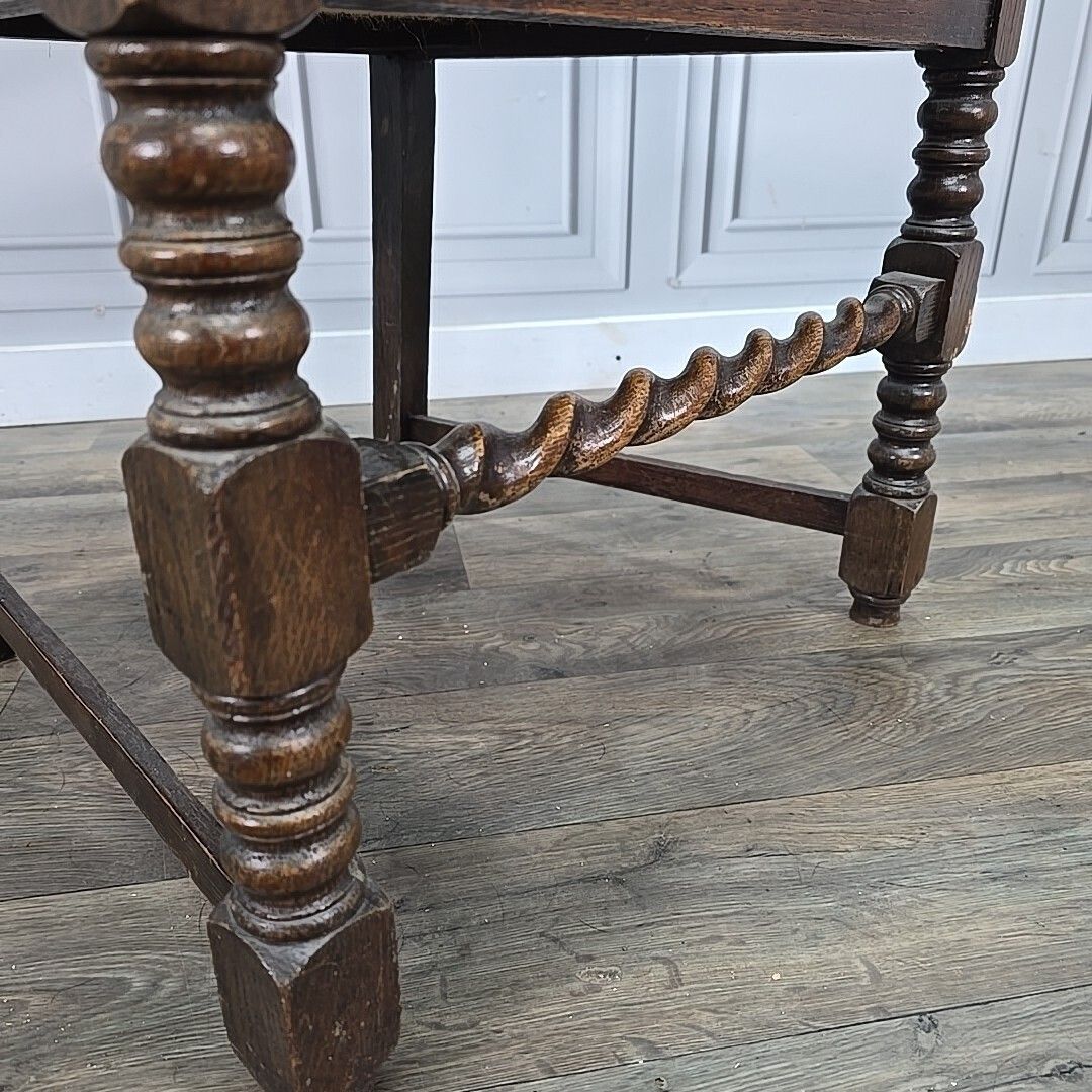 photo furniture Antique Victorian Throne Chair   Oak Barley Twist Carved Armchair Cane   Leather