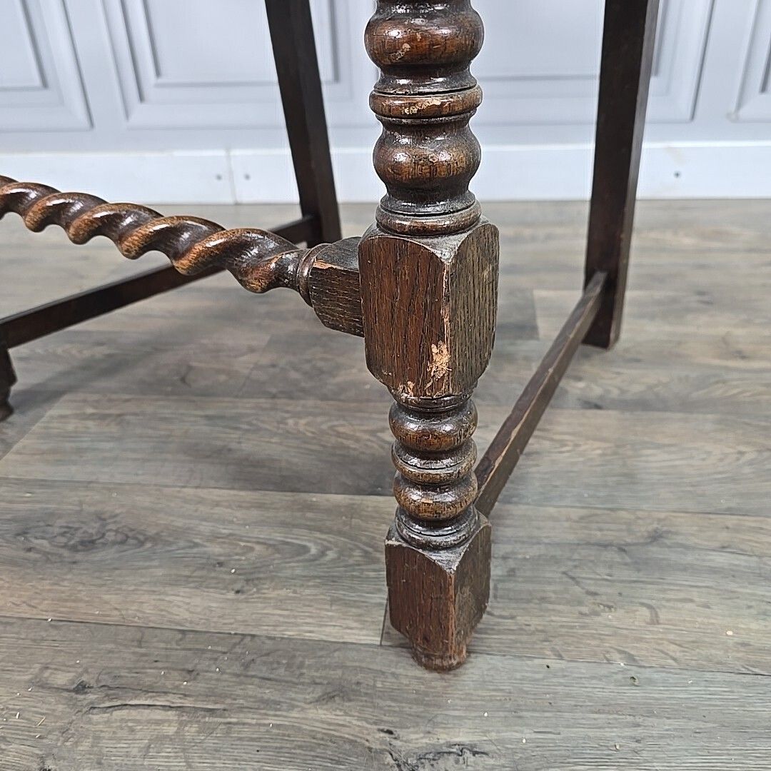 photo for sale Antique Victorian Throne Chair   Oak Barley Twist Carved Armchair Cane   Leather