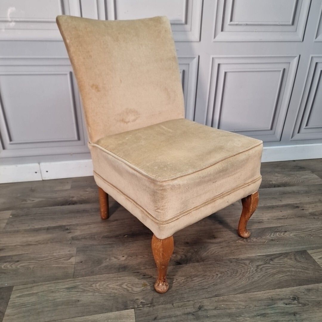 Vintage Fabric Cocktail Chair Bedroom Dressing Table Nursing Seat Retro Upcycle photo furniture
