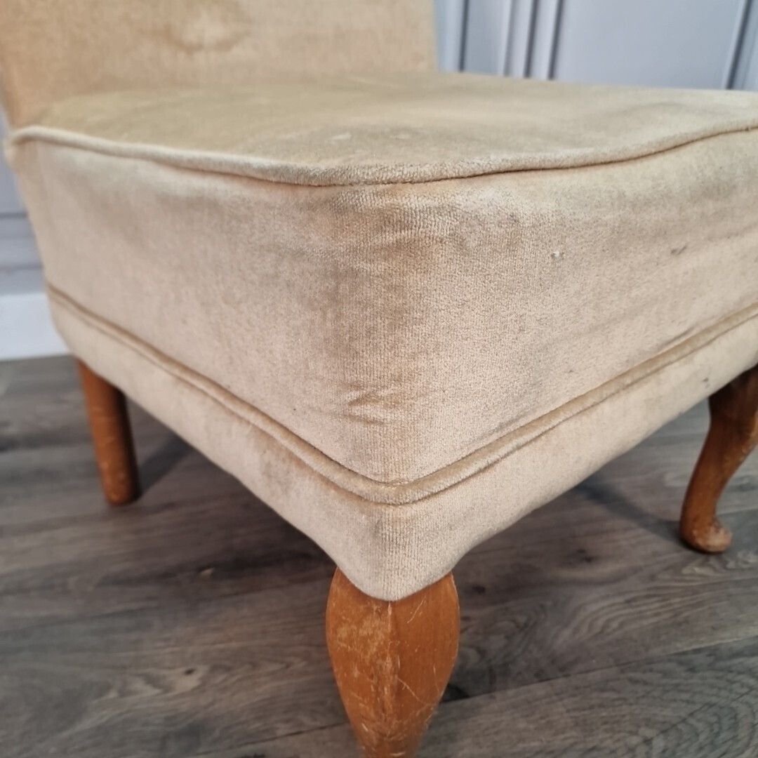 Vintage Fabric Cocktail Chair Bedroom Dressing Table Nursing Seat Retro Upcycle photo Furniture