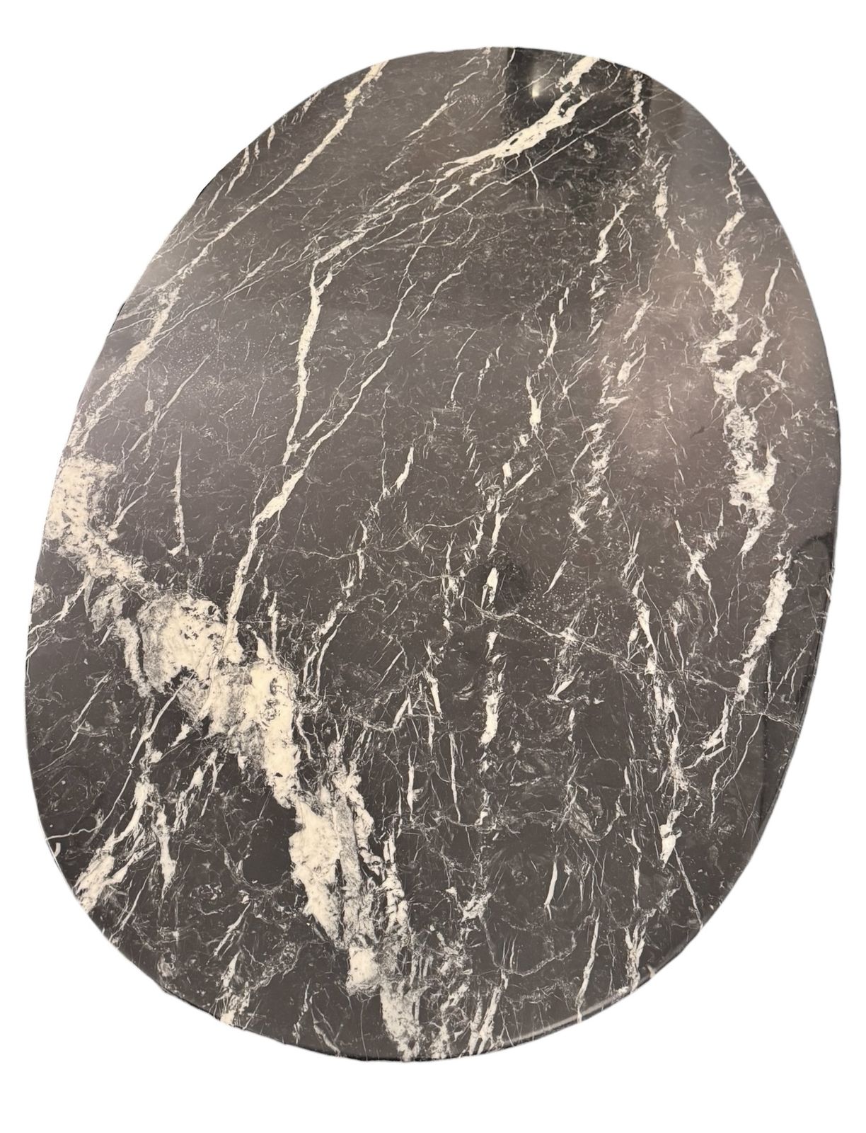 Black & White Orobico Italian Marble Dining Table With Marble Pedestal Base photo furniture