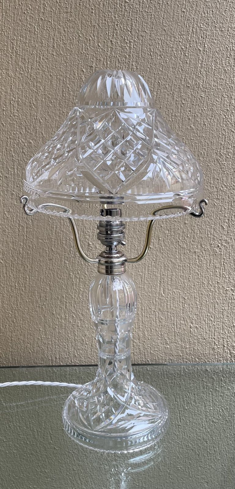 Cut Glass Crystal Mushroom Lamp By Stuart Crystal