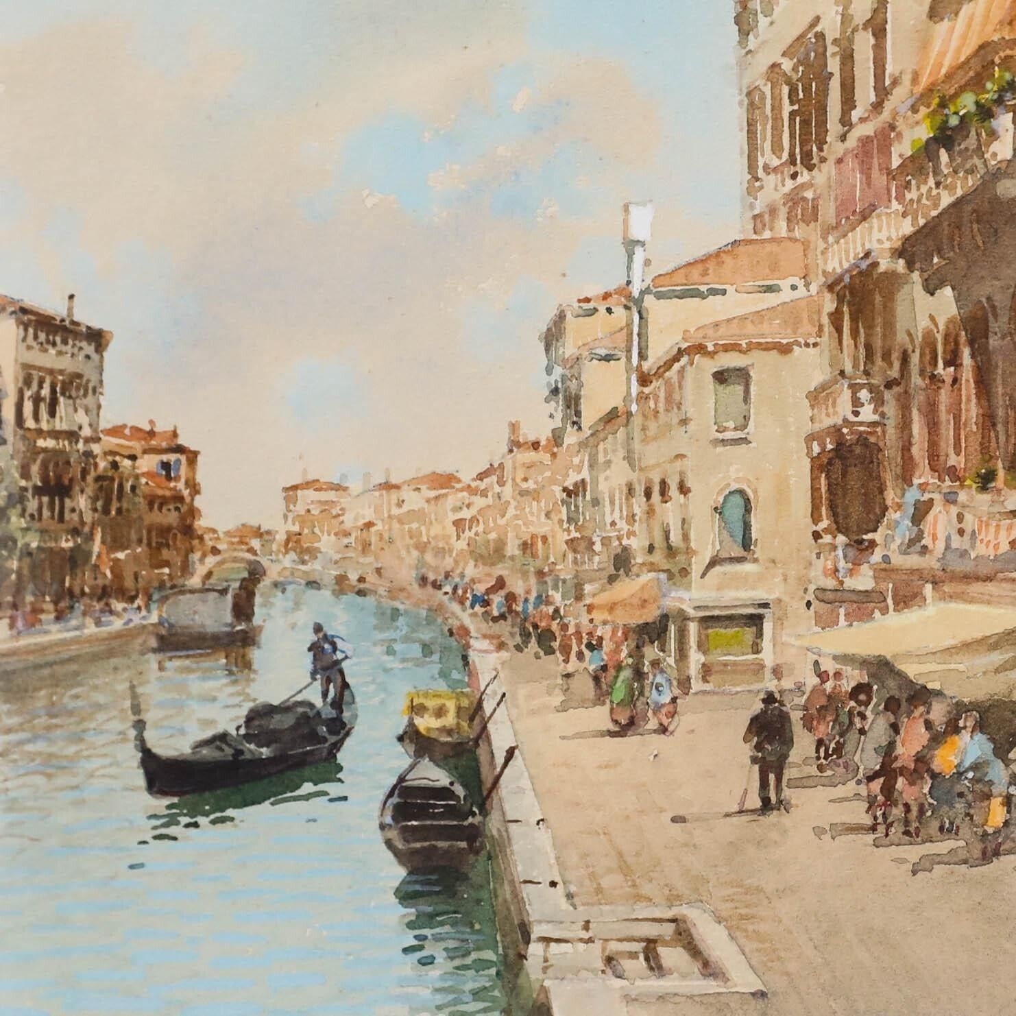 Andrea Biondetti (1851 1946)   Framed Watercolour, Grand Canal Scene photo Art