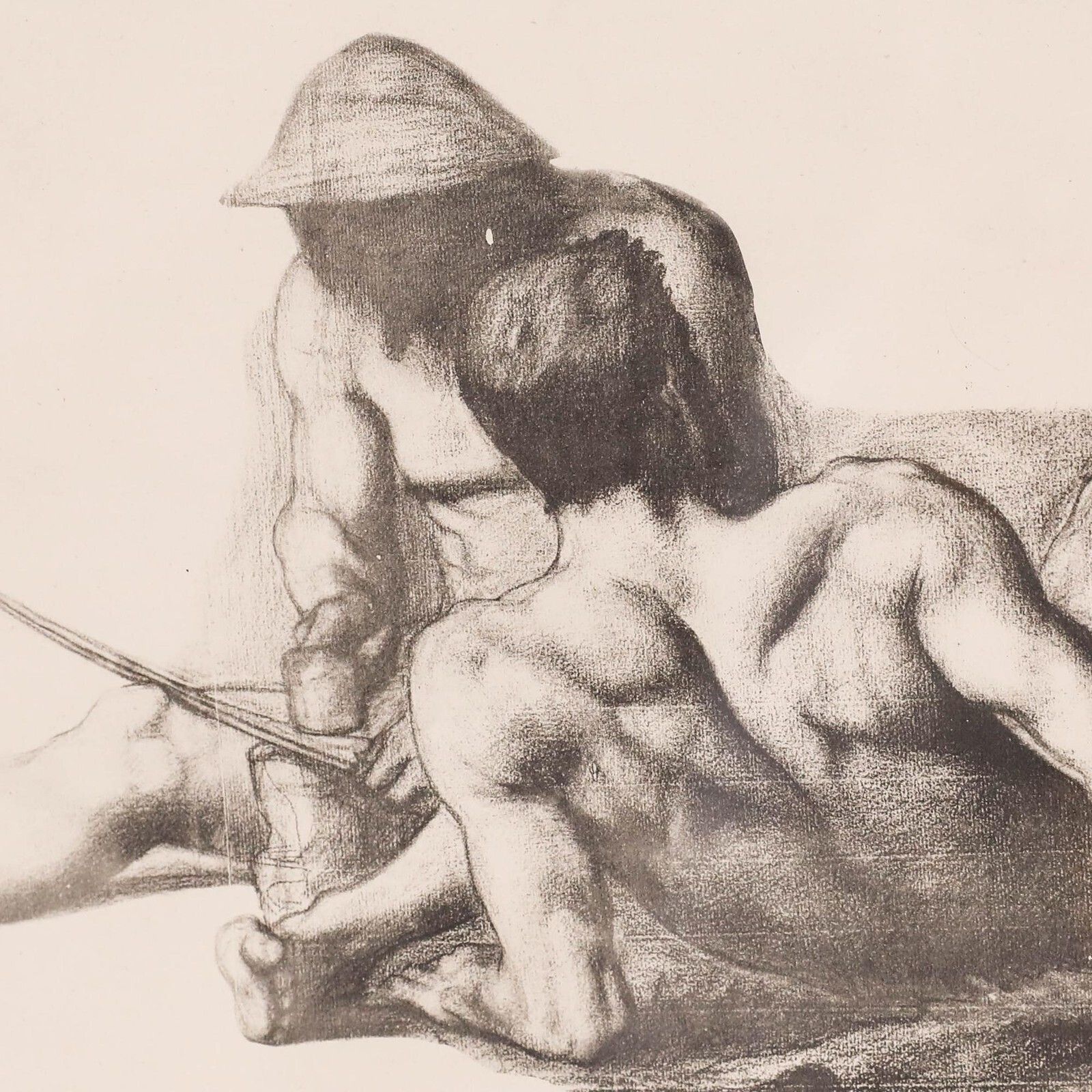 After Pierre Puvis De Chavannes (1824 1898)   Lithograph, Two Reapers Sitting photo 225.0