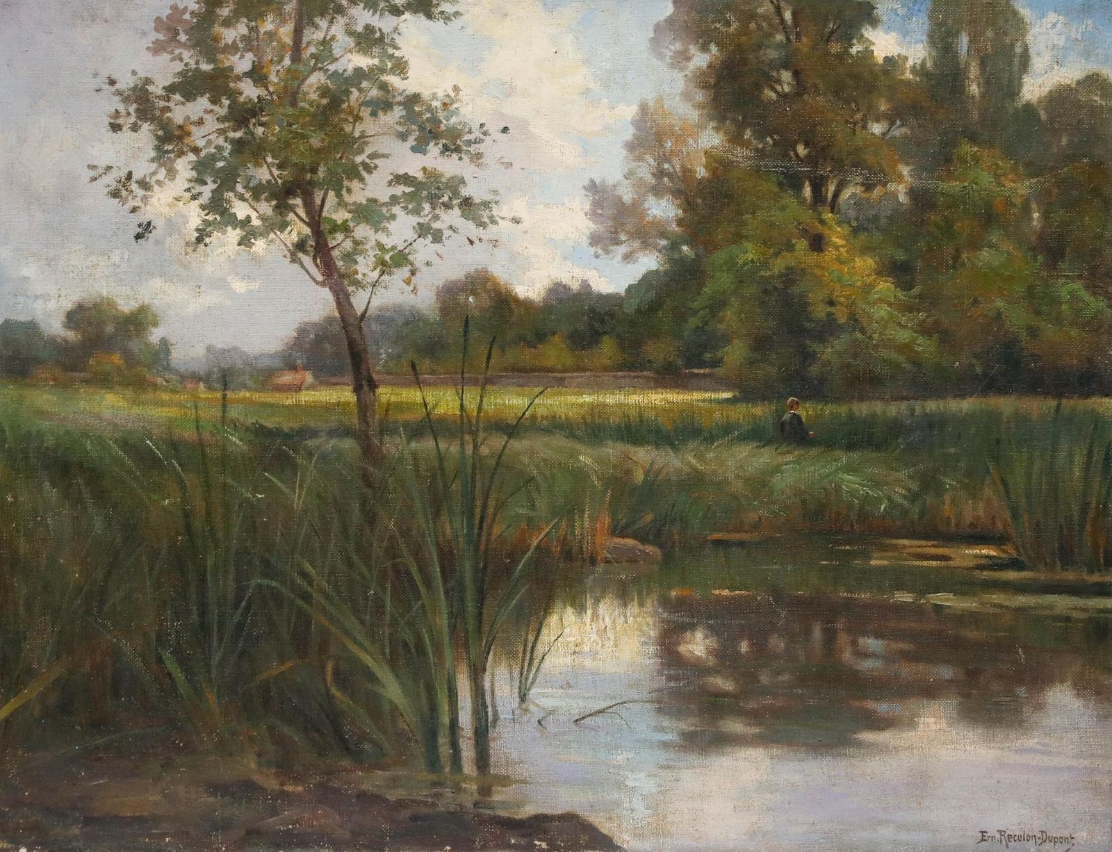 Ernest Reculon Dupont (1825 1888)   Late 19th Century Oil, Amongst The Reeds photo furniture