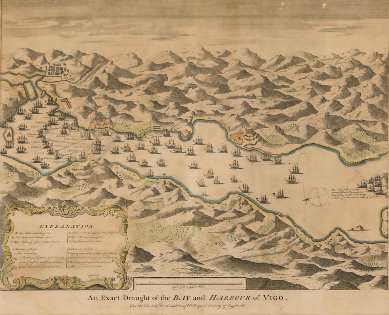James Basire (1730 1802)   18th Century Engraving, The Bay And Harbour Of Vigo. photo furniture