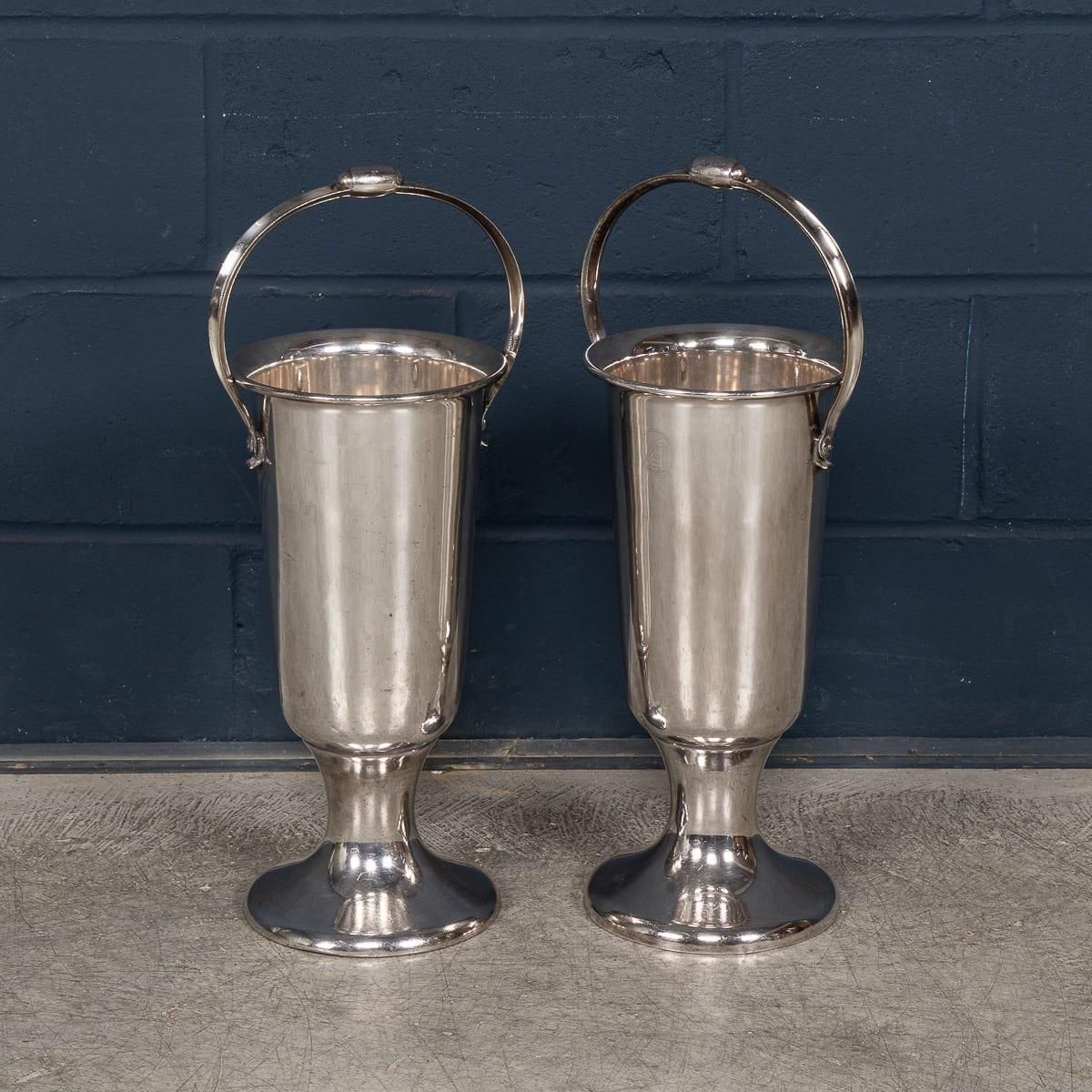 Vintage Tall Silver Plated Wine Coolers, Mid 20th Century, England photo furniture