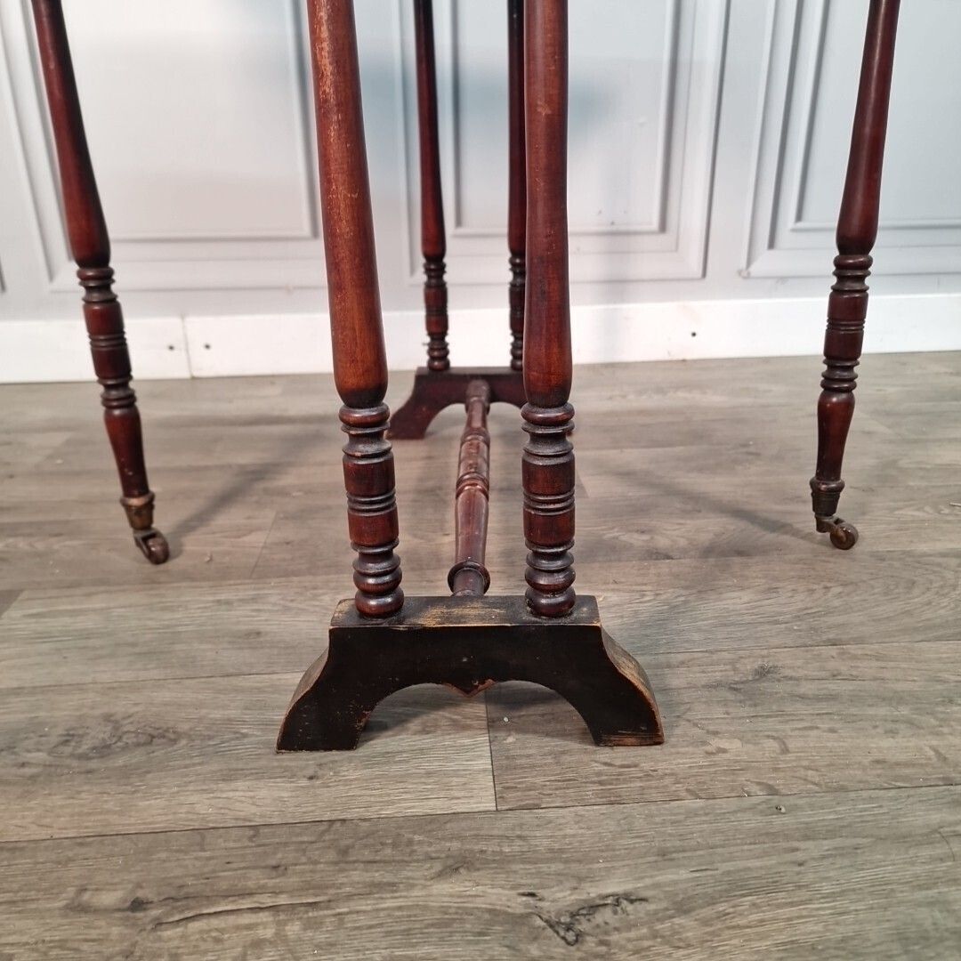 photo for sale Antique Serving Table   19th Century French Napoleon III Inlaid Wooden Folding