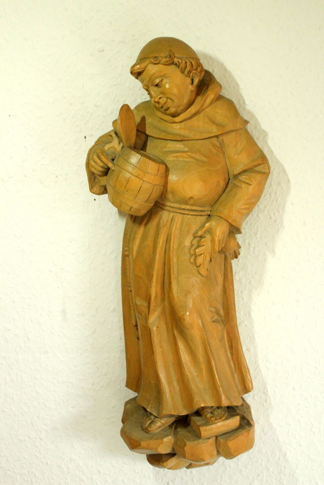 Mid Century Wooden German Sculpture "Monk With A Tankard"   Handcarved   Vintage From The 50s photo furniture