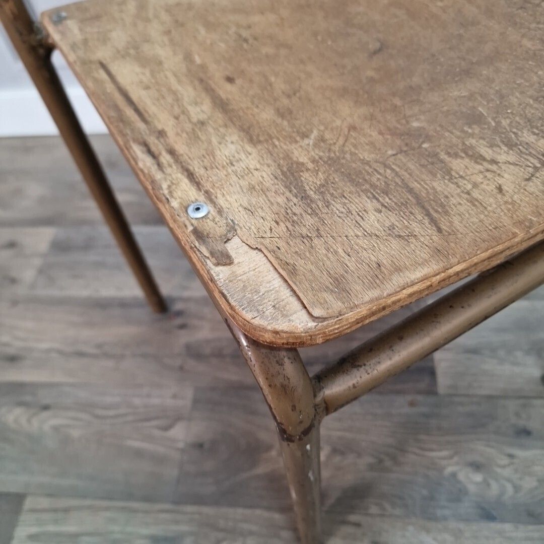 Vintage Industrial Chair   Single Tubular Metal & Plywood Office Desk Seat photo Furniture