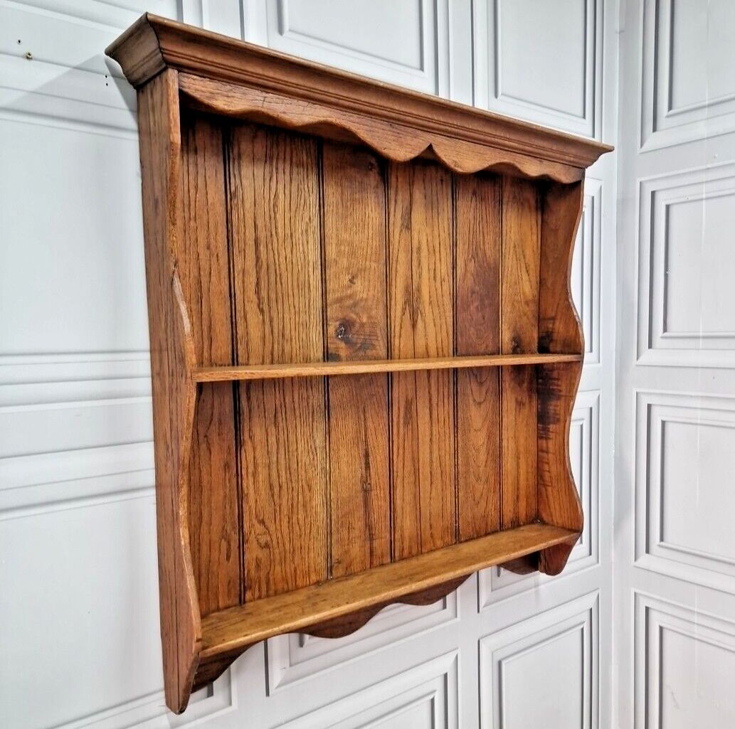 Antique Victorian Wall Shelving   Unit Display Shelf Rustic Wooden Oak Farmhouse