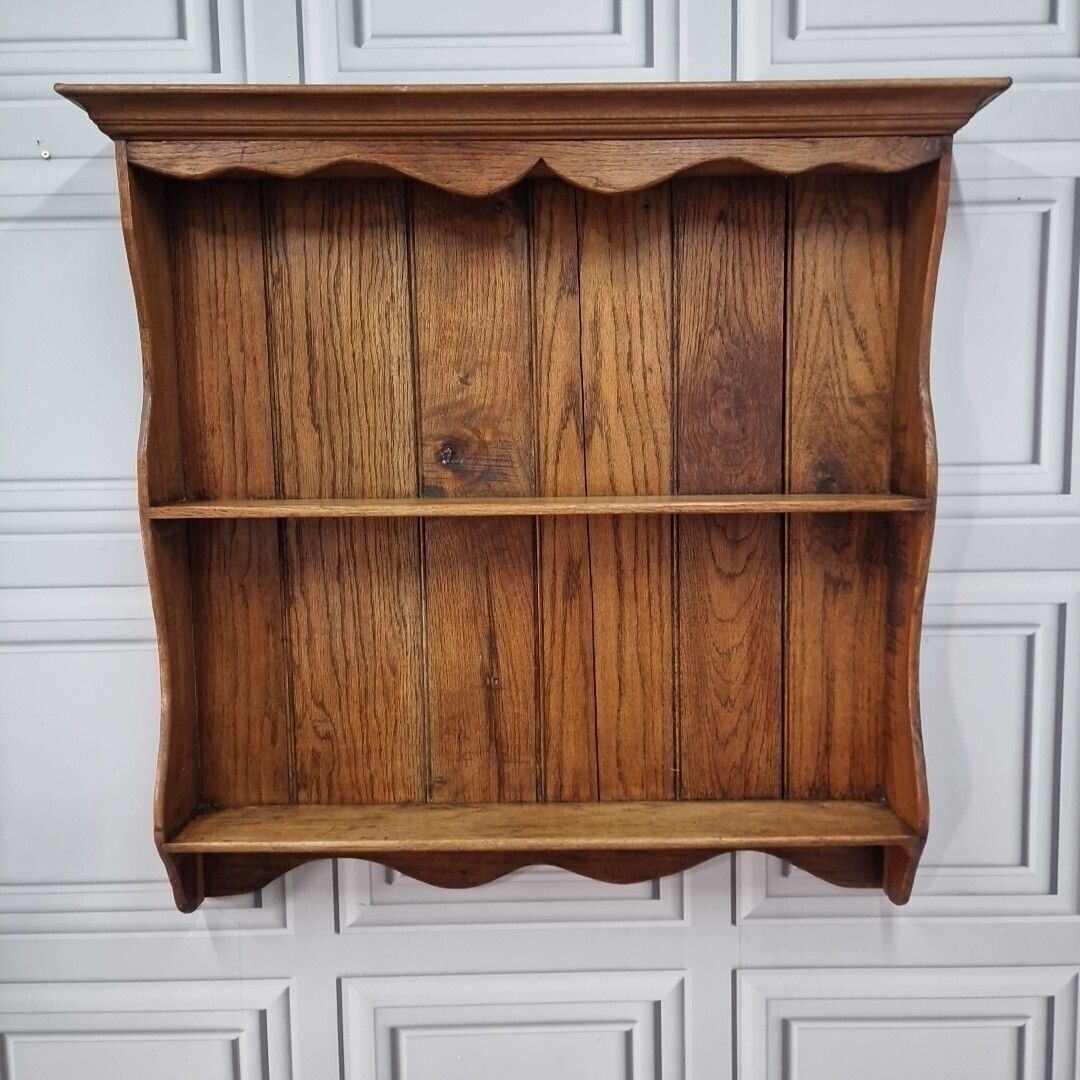 Antique Victorian Wall Shelving   Unit Display Shelf Rustic Wooden Oak Farmhouse photo for sale