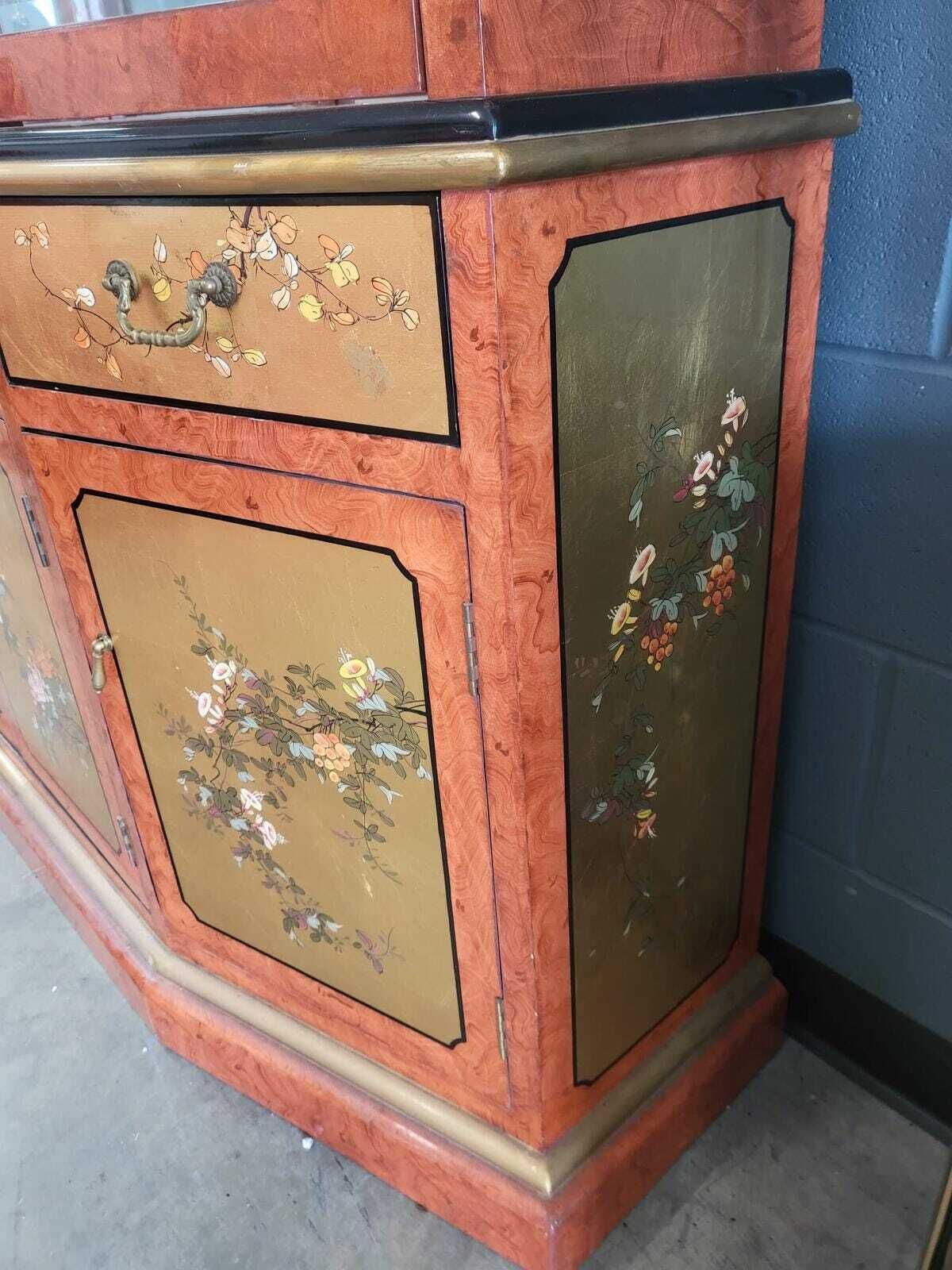 Chinese Ornate Glazed Curved Bookcase Display Cabinet Drawers photo furniture