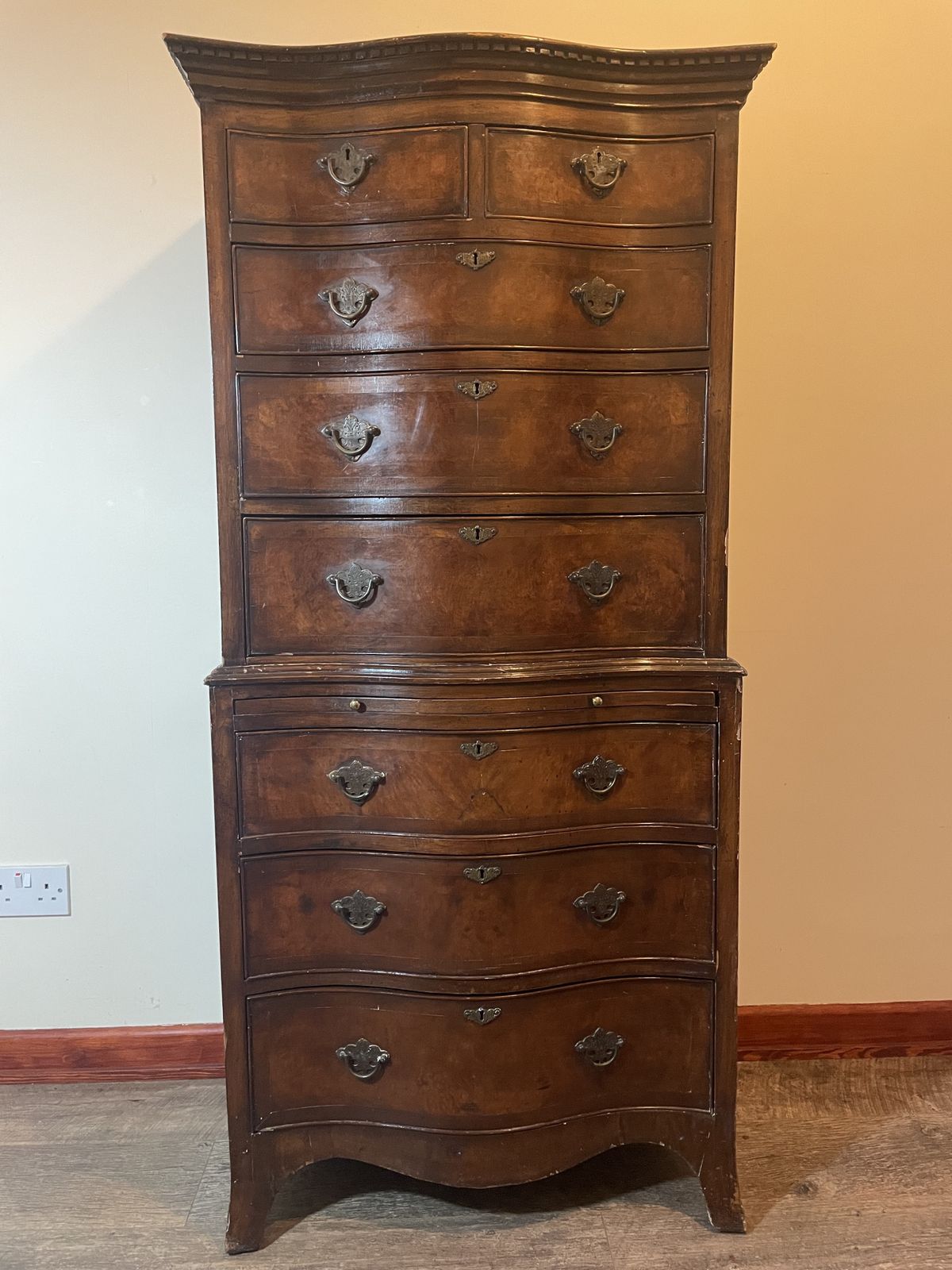 Antique Tallboy Serpentin Chest On Chest Of Dawers photo furniture
