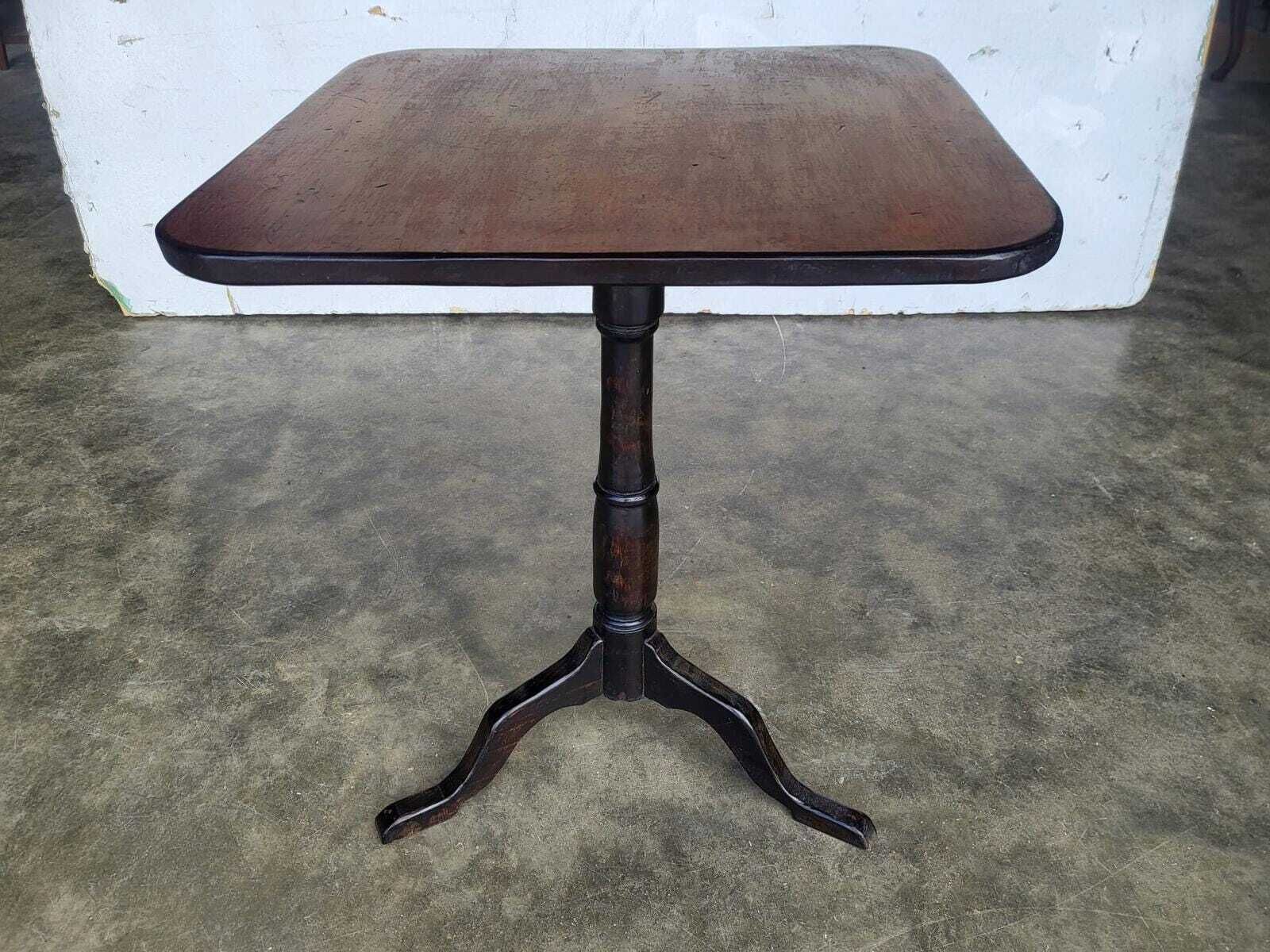 Antique Victorian Square Tripod Side End Lamp Occasional Table