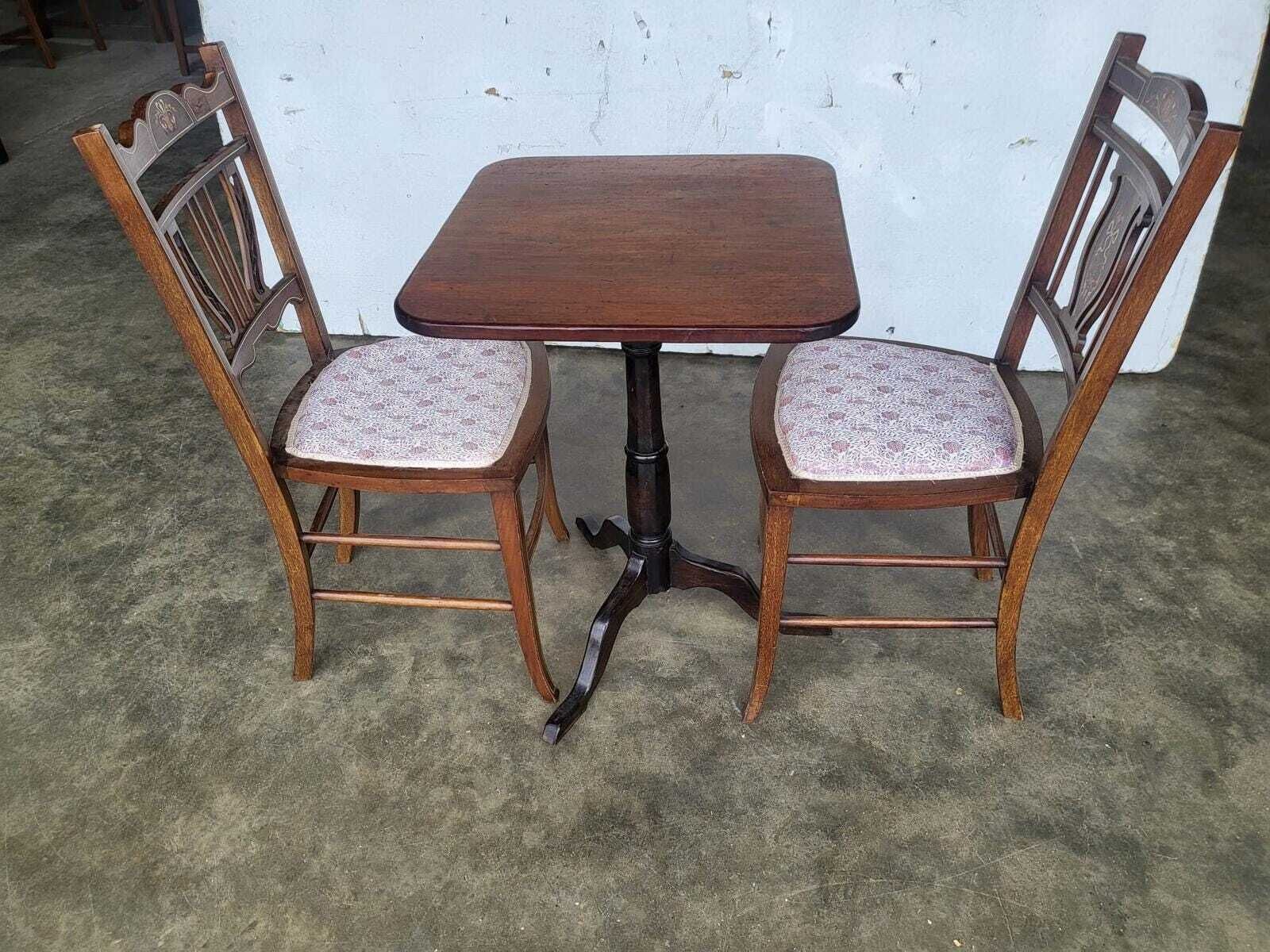 Antique Victorian Square Tripod Side End Lamp Occasional Table photo vintage