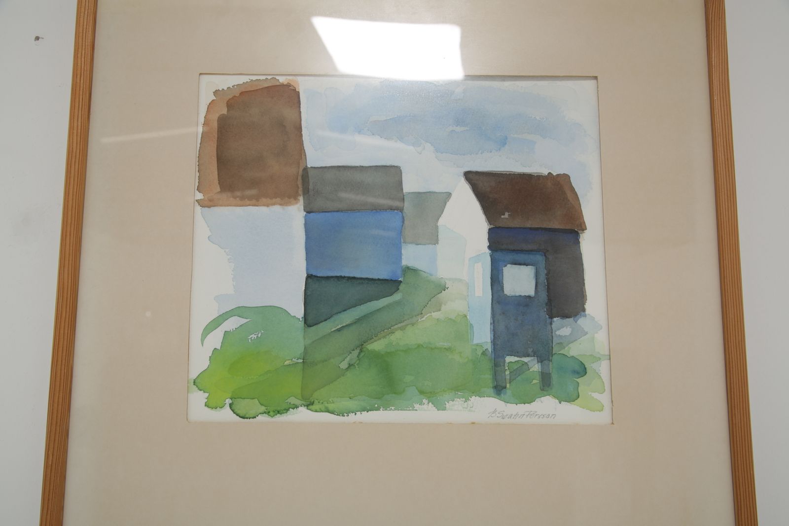 ‘House Silhouettes’, Watercolour On Paper By Birgit Swahn Persson, Signed. photo 375.0