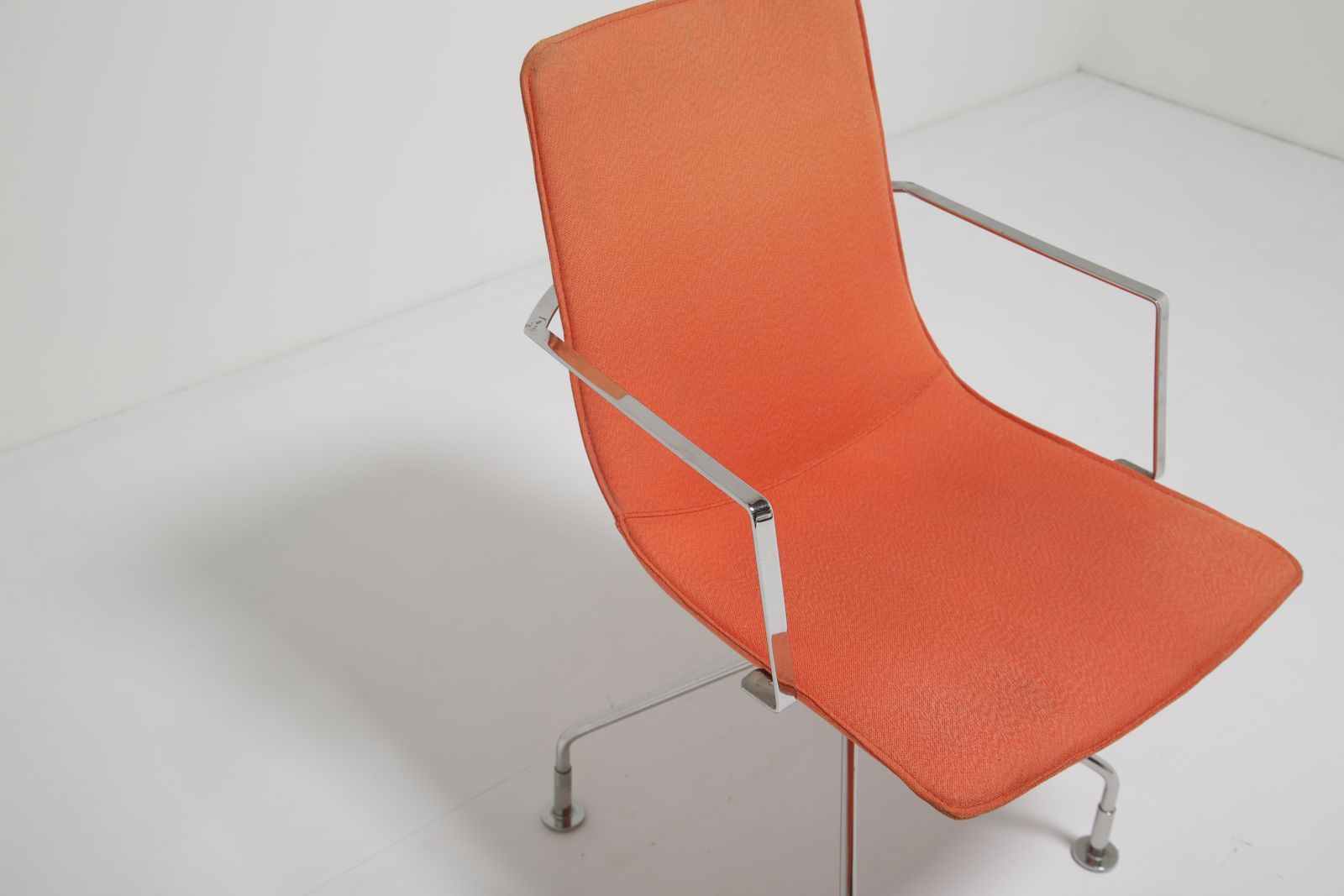 Orange Fabric And Chrome Swivel Office Chair ‘Comet’ By Gunilla Allard For Lammhult, 1990s photo vinterior