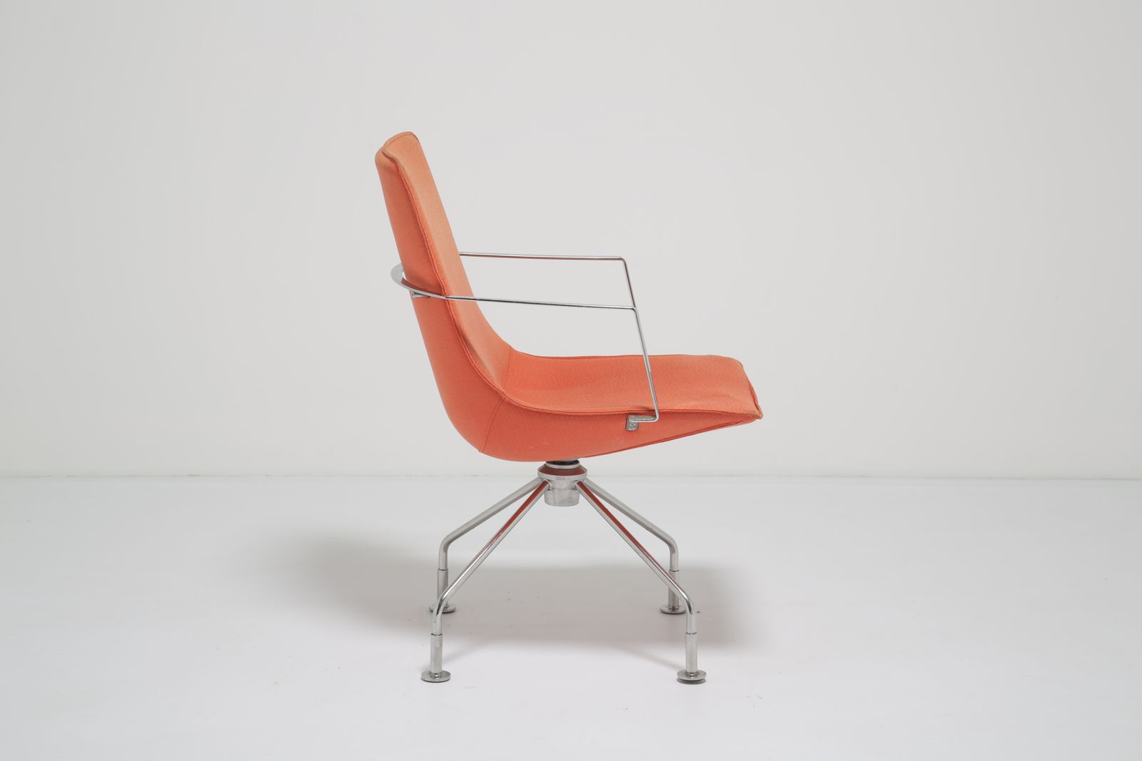 Furniture Orange Fabric And Chrome Swivel Office Chair ‘Comet’ By Gunilla Allard For Lammhult, 1990s photo