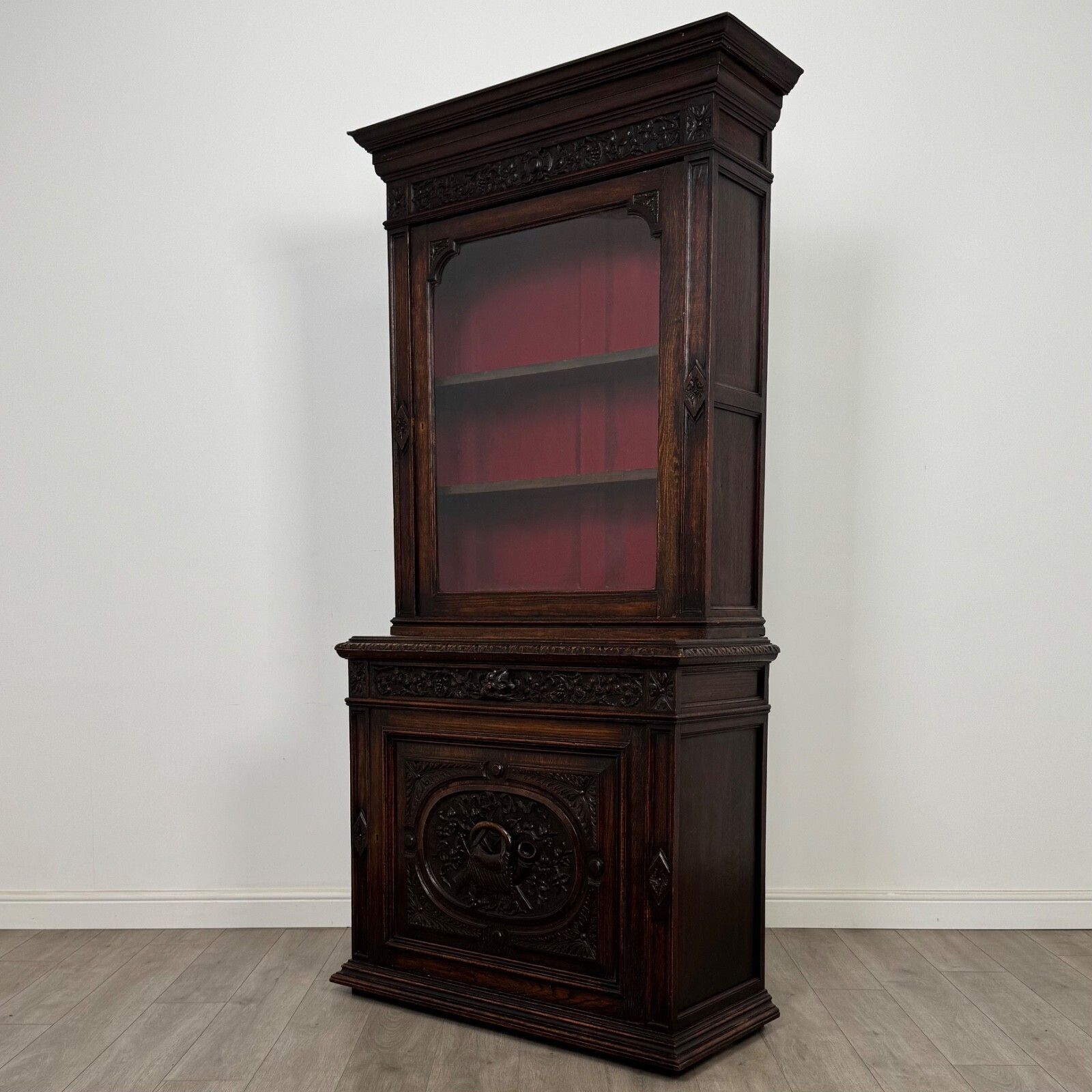 Antique 19th Century Carved Oak Victorian Bookcase ( Af 5377 ) photo for sale