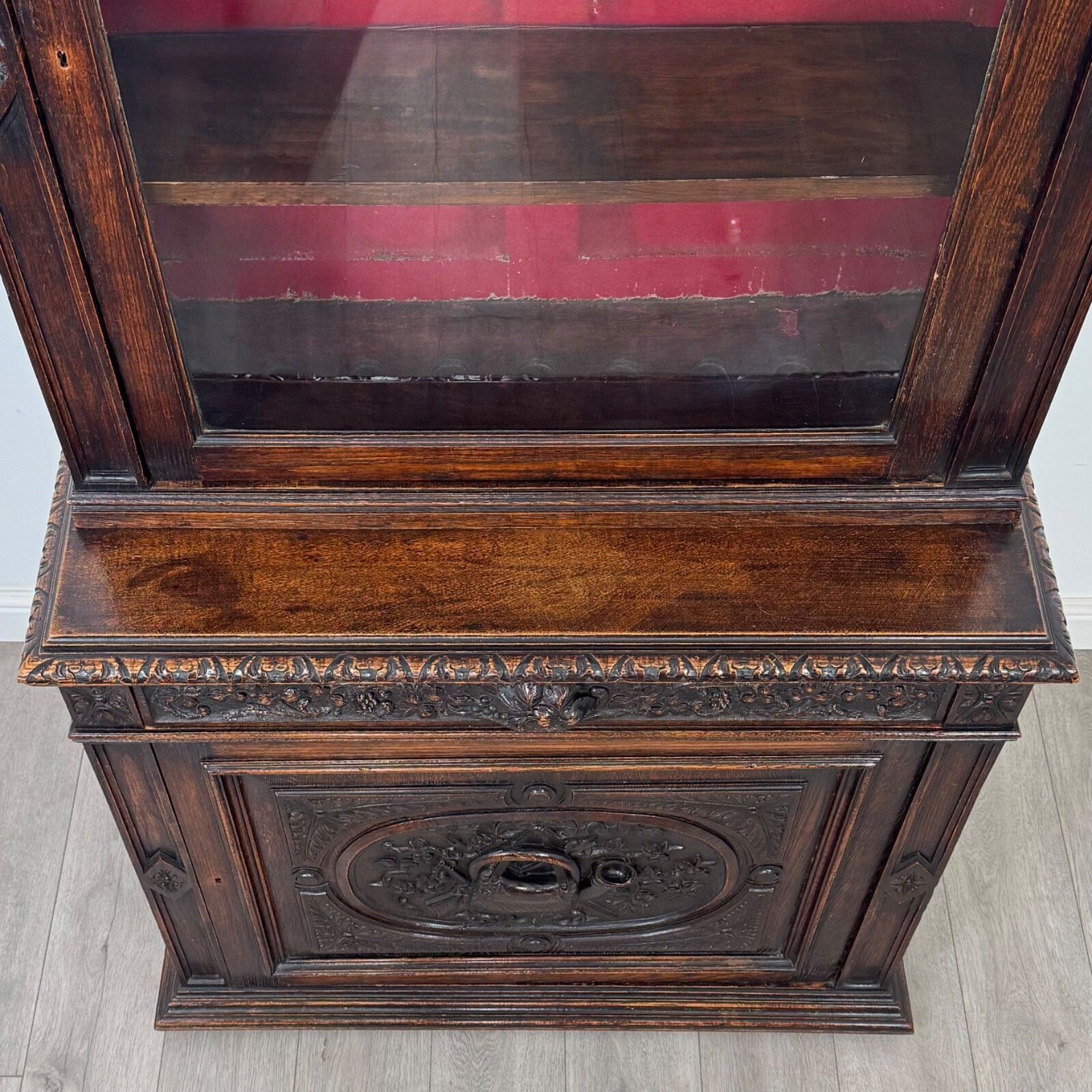 photo for sale Antique 19th Century Carved Oak Victorian Bookcase ( Af 5377 )